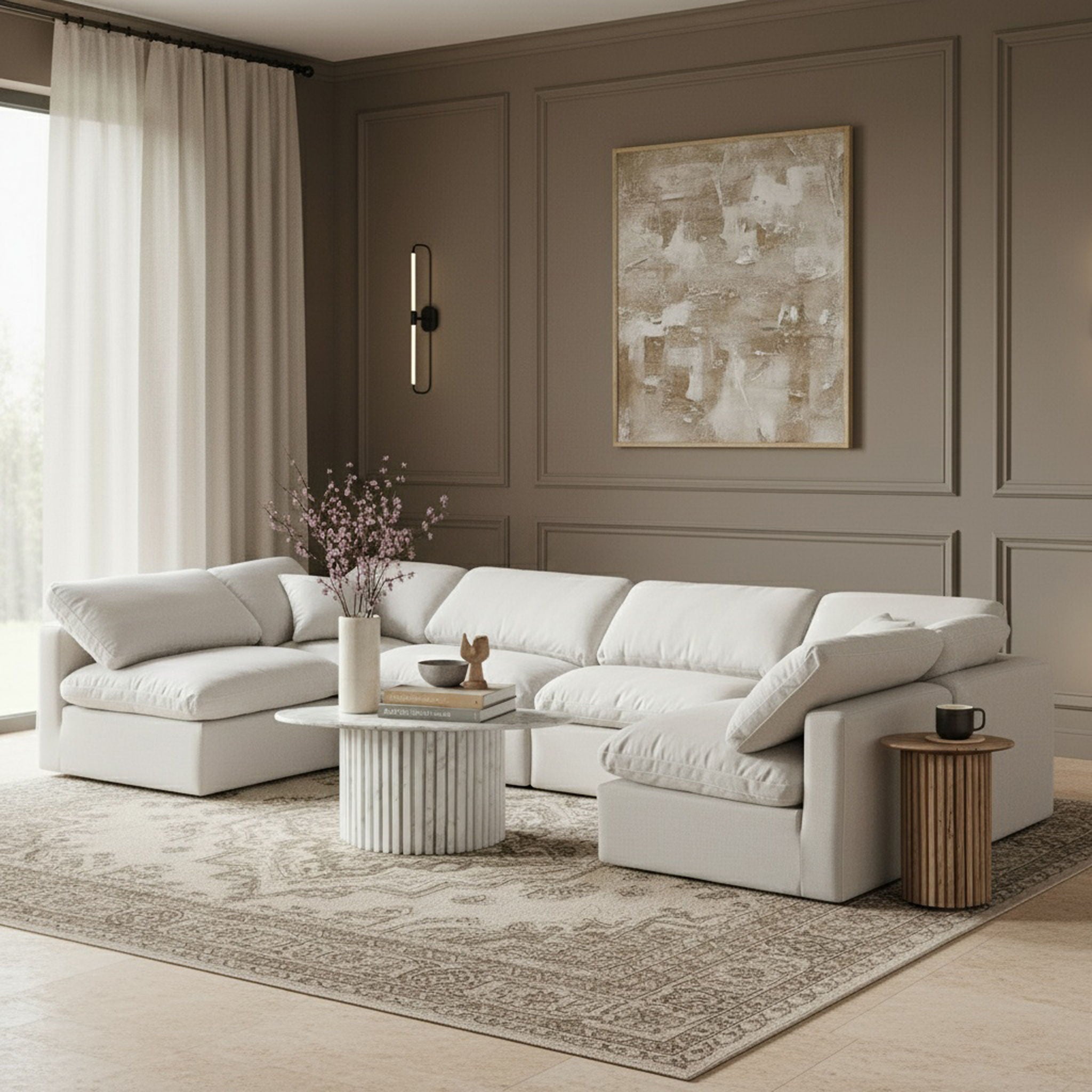 Indulge - Linen 6 Piece Modular U-Shaped Sectional - White - Urban Living Furniture (Los Angeles, CA)