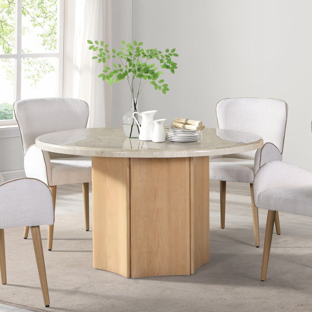 Adalynn - Round Dining Table With Marble Top - Gray & Weathered Gray Oak - Urban Living Furniture (Los Angeles, CA)