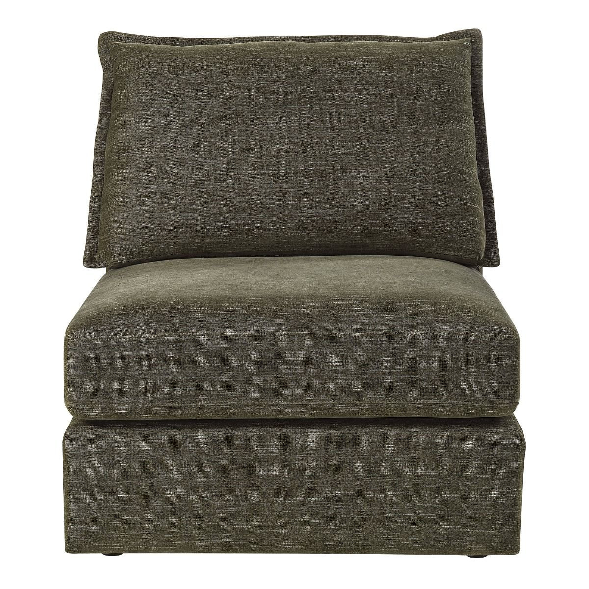 Leighton - Modular Armless Chair With 1 Pillow - Green Chenille