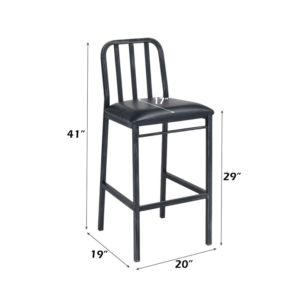 Jodie - Bar Chair (Set of 2) - Black Synthetic Leather & Antique Black - Urban Living Furniture (Los Angeles, CA)