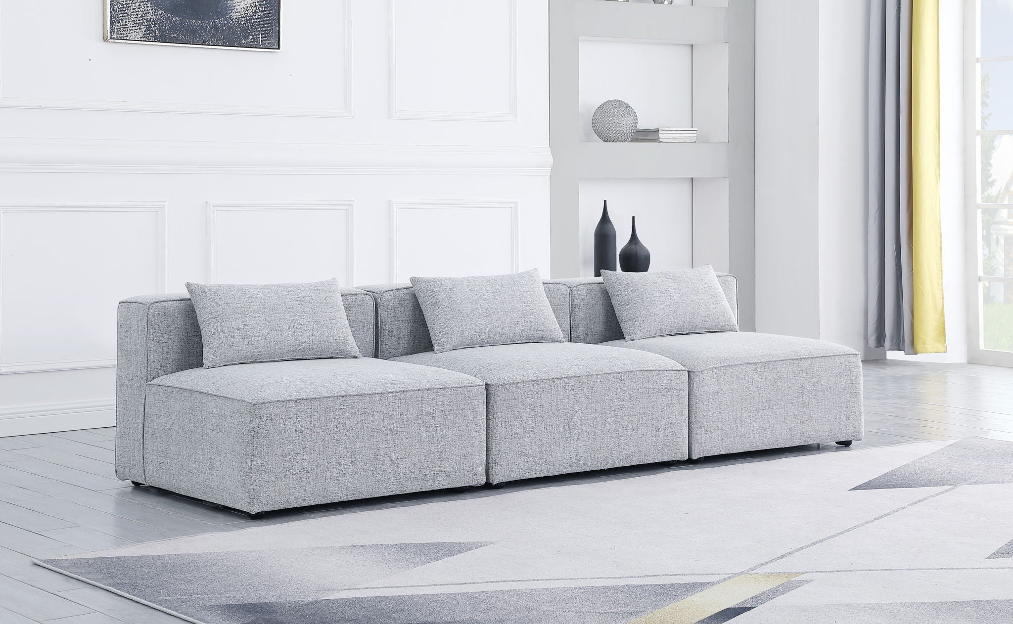 Cube - Linen Modular 3 Seat Armless Sofa - Urban Living Furniture (Los Angeles, CA)
