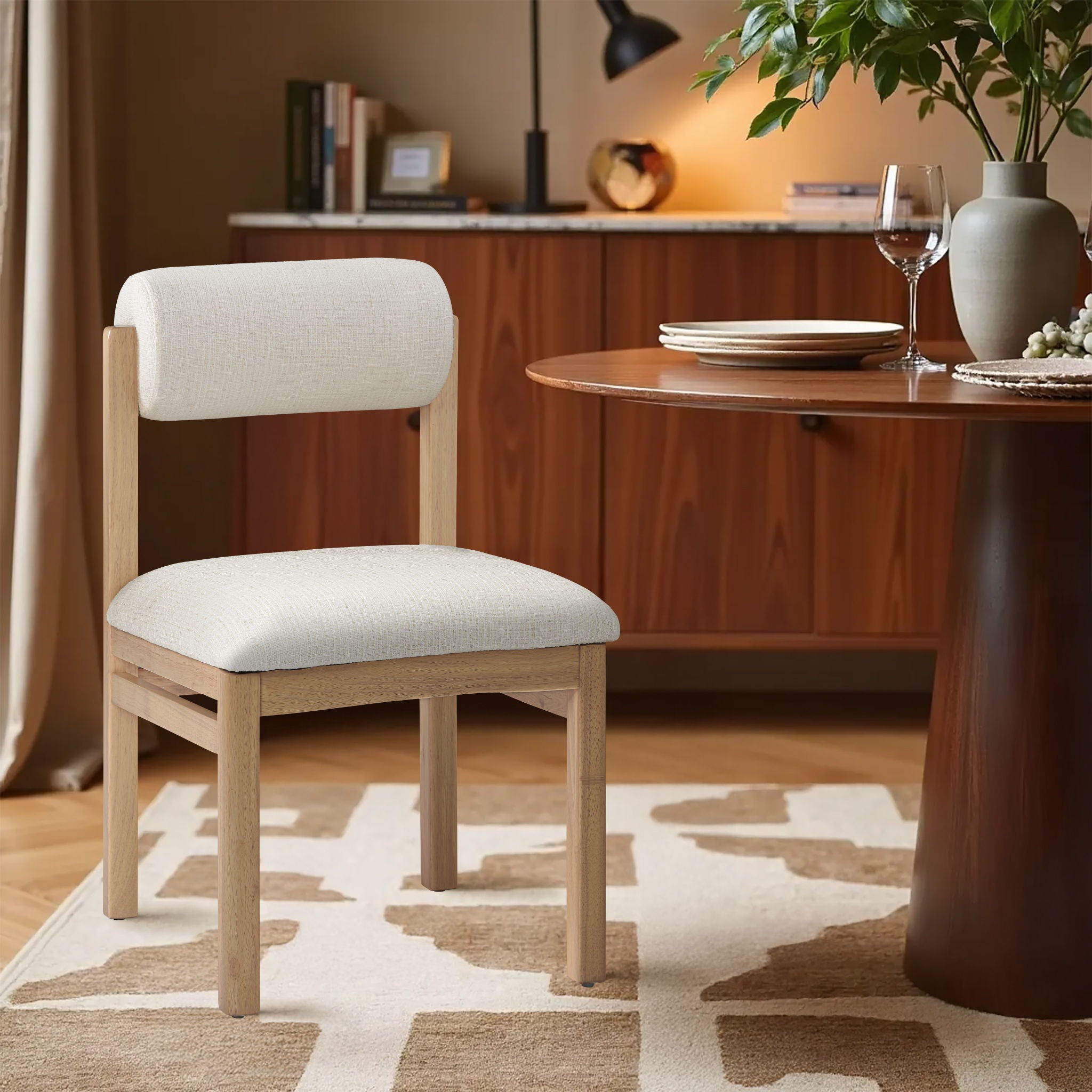 Roundhill - Fabric Dining Chair (Set of 2) - Natural Frame - Urban Living Furniture (Los Angeles, CA)