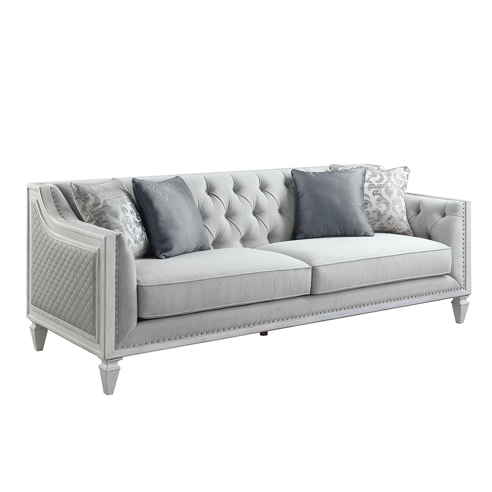 Katia - Sofa With 4 Pillows - Light Gray Linen & Weathered White - Urban Living Furniture (Los Angeles, CA)