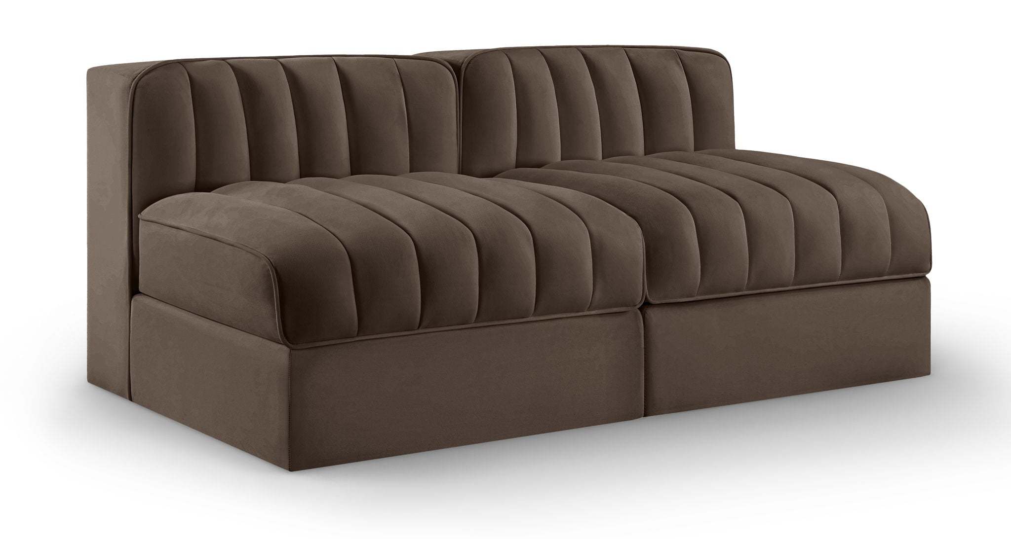 Rummi - Velvet Performance Fabric Upholstered 2 Piece Modular Armless Loveseat - Urban Living Furniture (Los Angeles, CA)