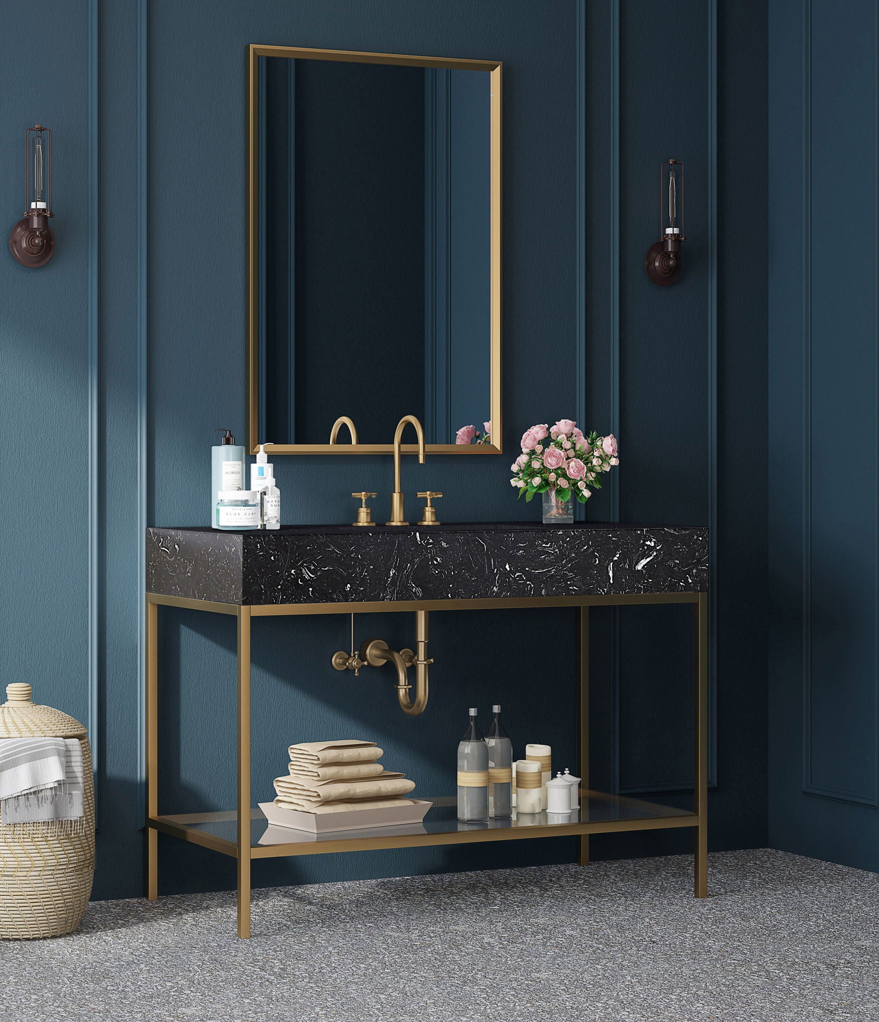 Marmo - Engineered Marble Bathroom Vanity With Gold Base - Urban Living Furniture (Los Angeles, CA)