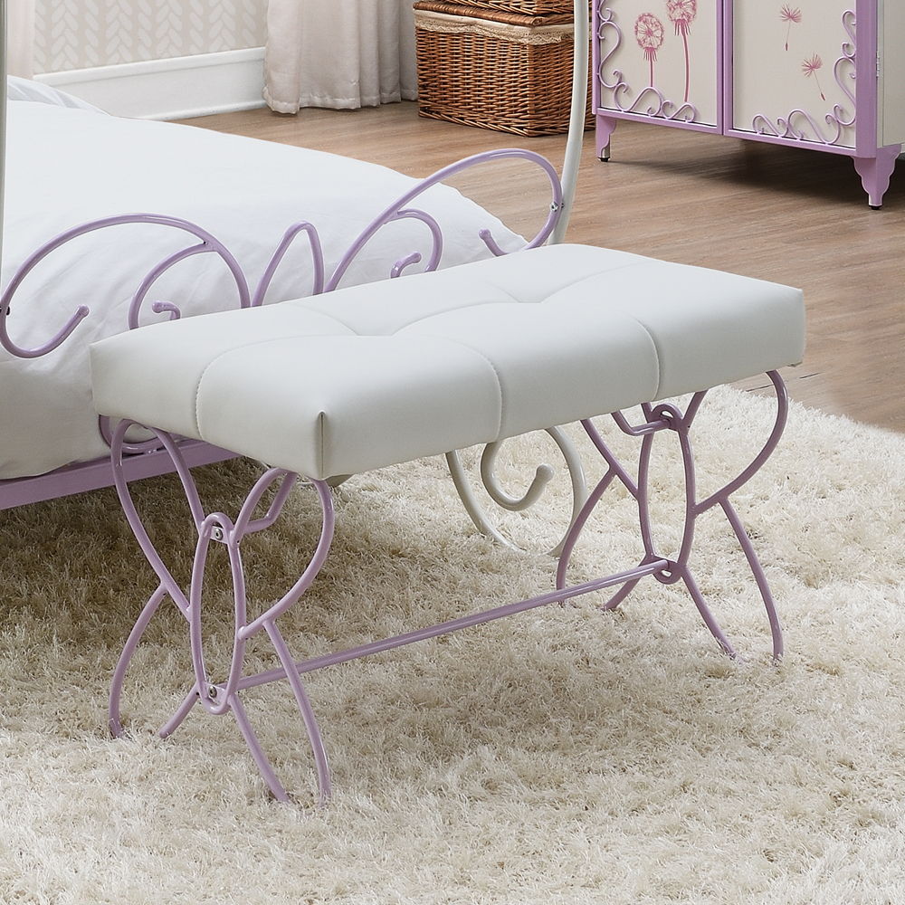 Priya II - Bench - White & Light Synthetic Leather Rple - Urban Living Furniture (Los Angeles, CA)