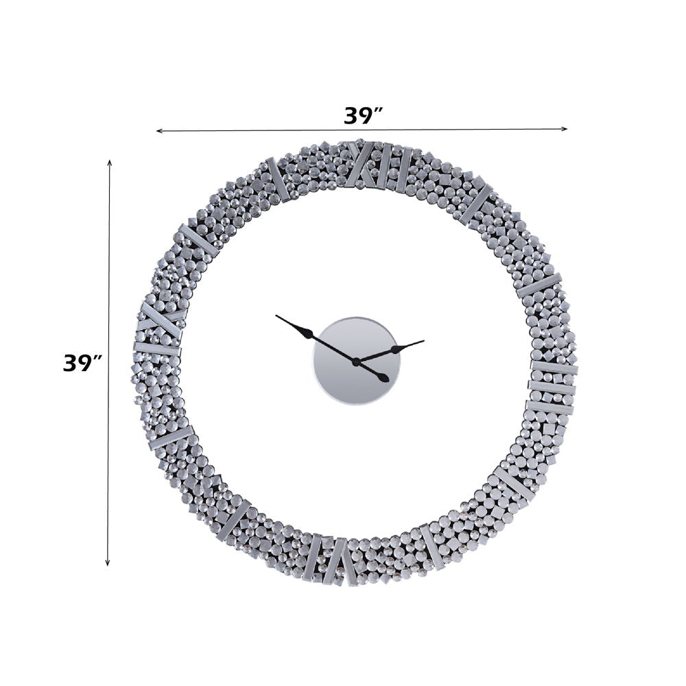 Kachina - 39" Wall Clock - Mirrored & Faux Gems - Urban Living Furniture (Los Angeles, CA)
