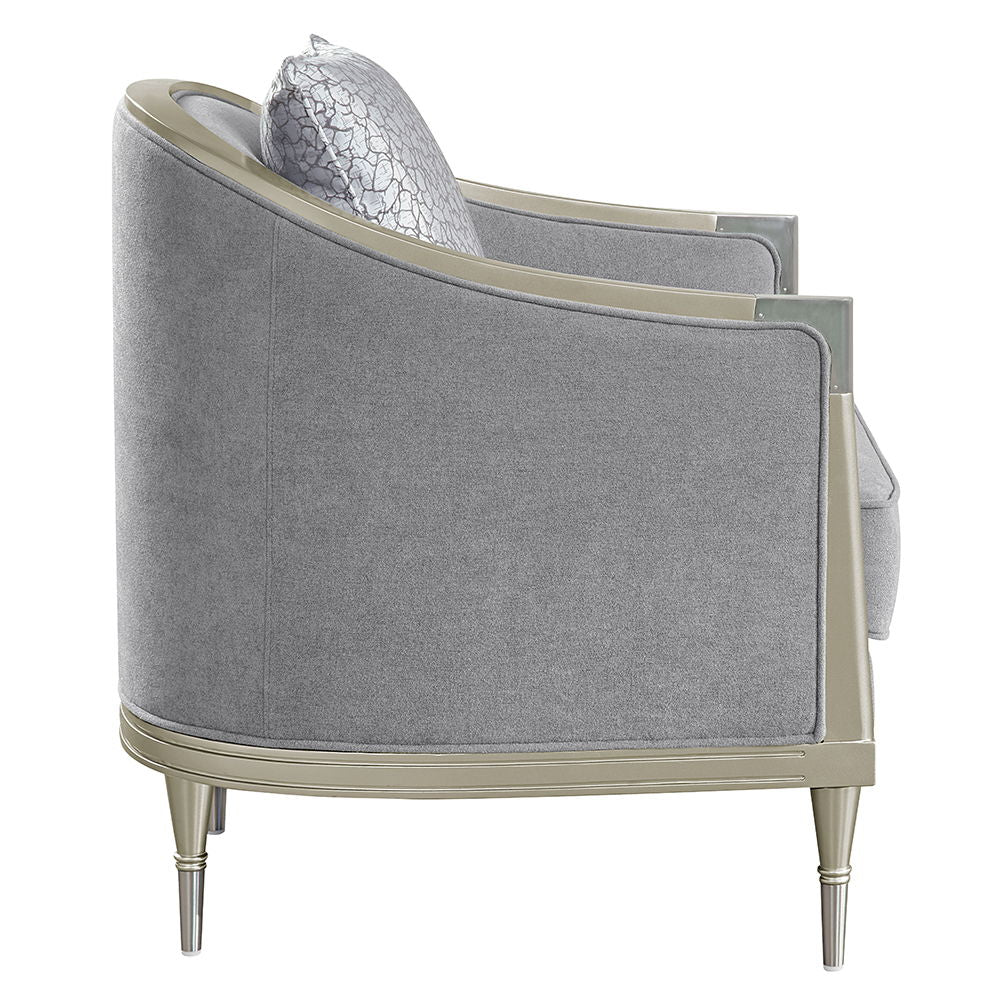 Fernando - Chair With Pillow - Gray Chenille & Champagne - Urban Living Furniture (Los Angeles, CA)