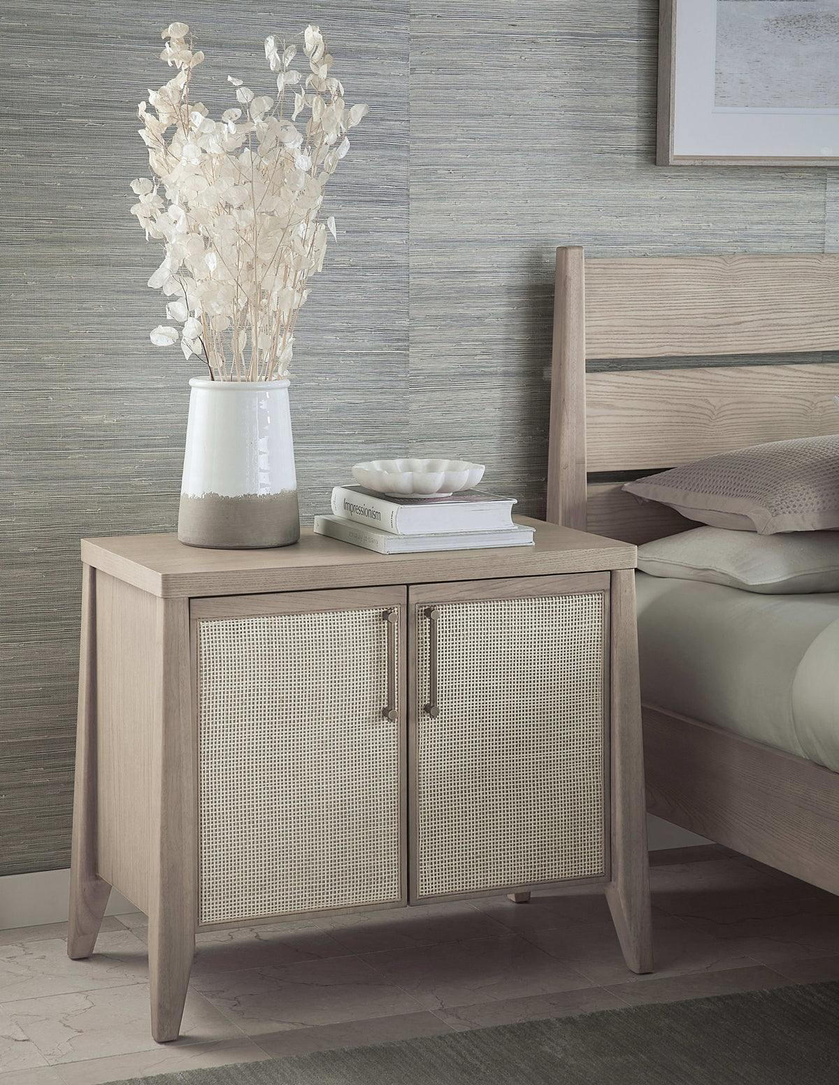 Sumire - Two Door Ash Wood Bachelor Chest - Ginger And Natural Cane