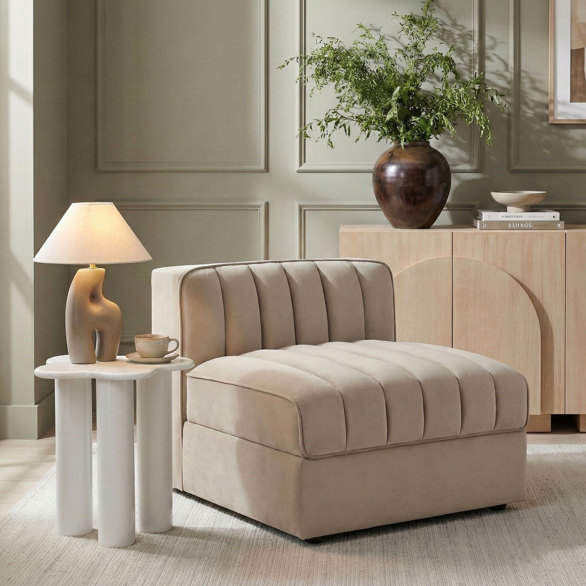 Rummi - Velvet Performance Fabric Upholstered Modular Armless Chair - Urban Living Furniture (Los Angeles, CA)
