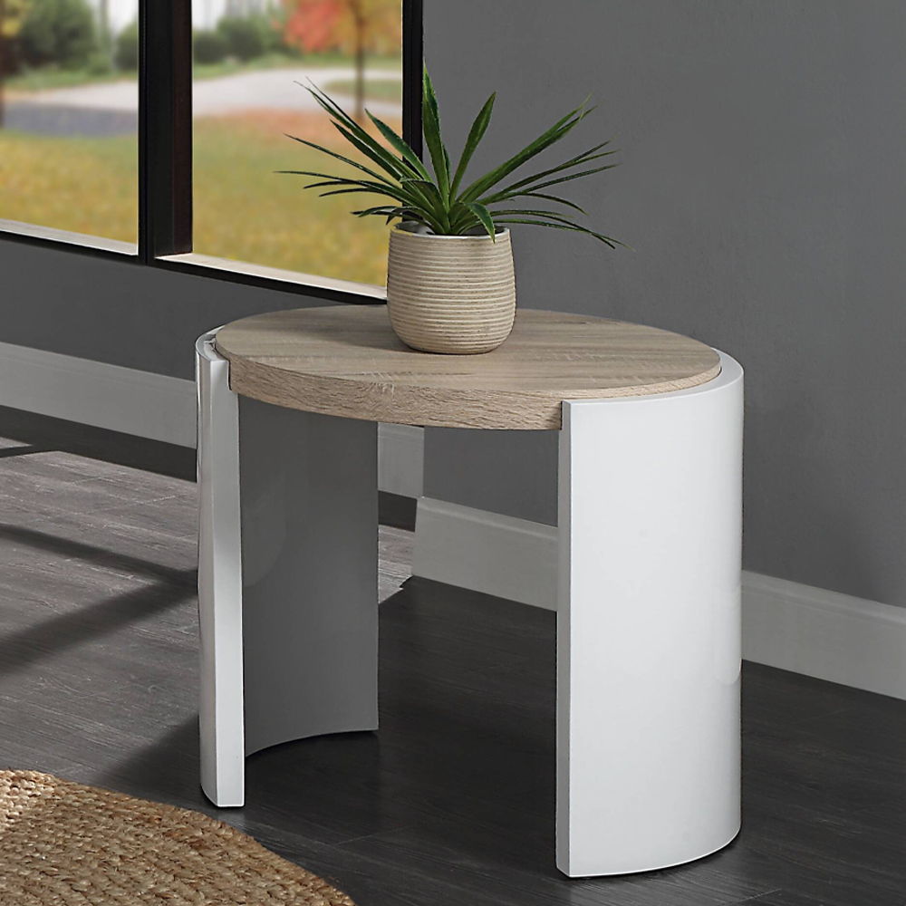 Zoma - End Table - Oak & White High Gloss - Urban Living Furniture (Los Angeles, CA)