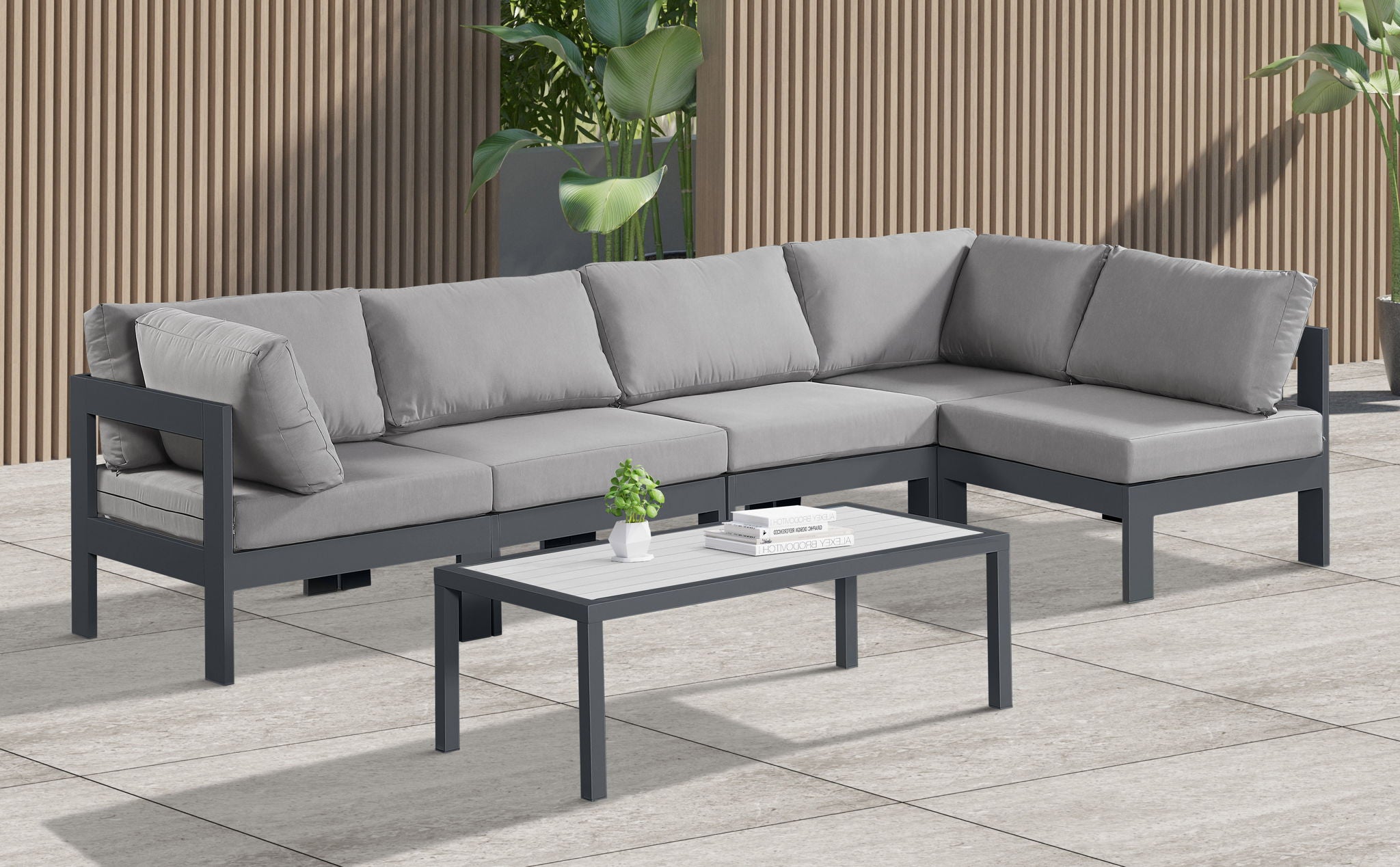 Nizuc - Outdoor Patio 5 Piece Modular Sectional With Gray Frame - Urban Living Furniture (Los Angeles, CA)