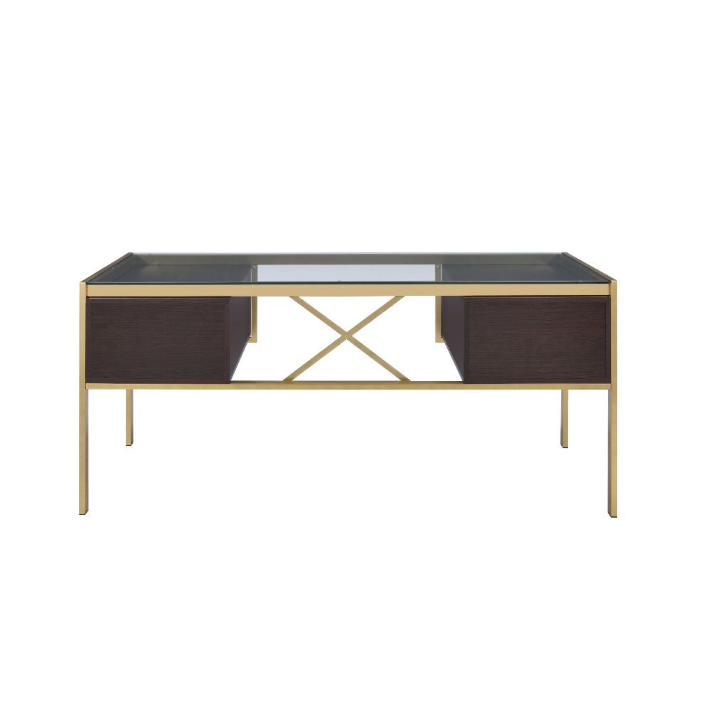 Yumia - Writing Desk - Gold & Walnut - Urban Living Furniture (Los Angeles, CA)