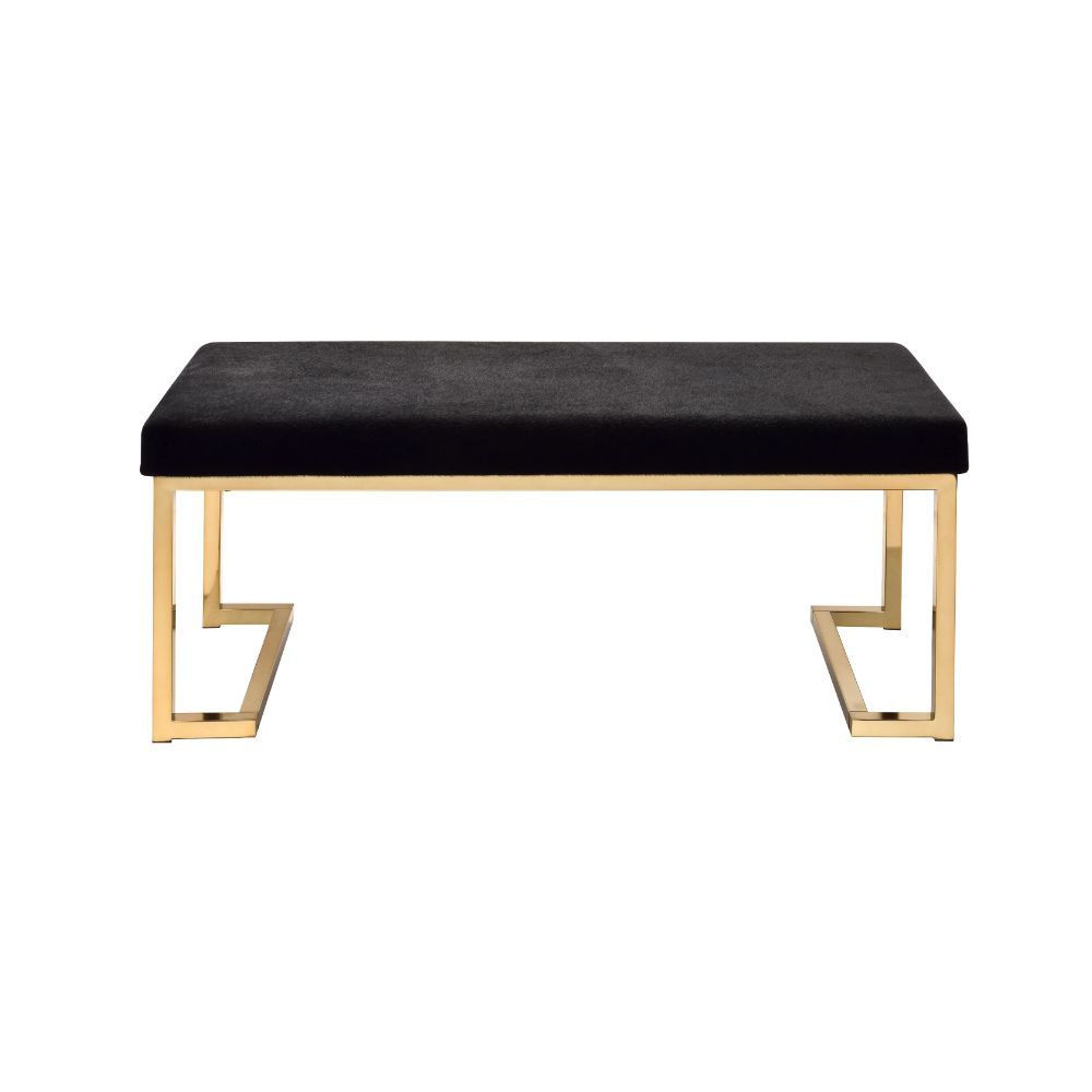 Boice - Bench - Black Fabric & Champagne - Urban Living Furniture (Los Angeles, CA)