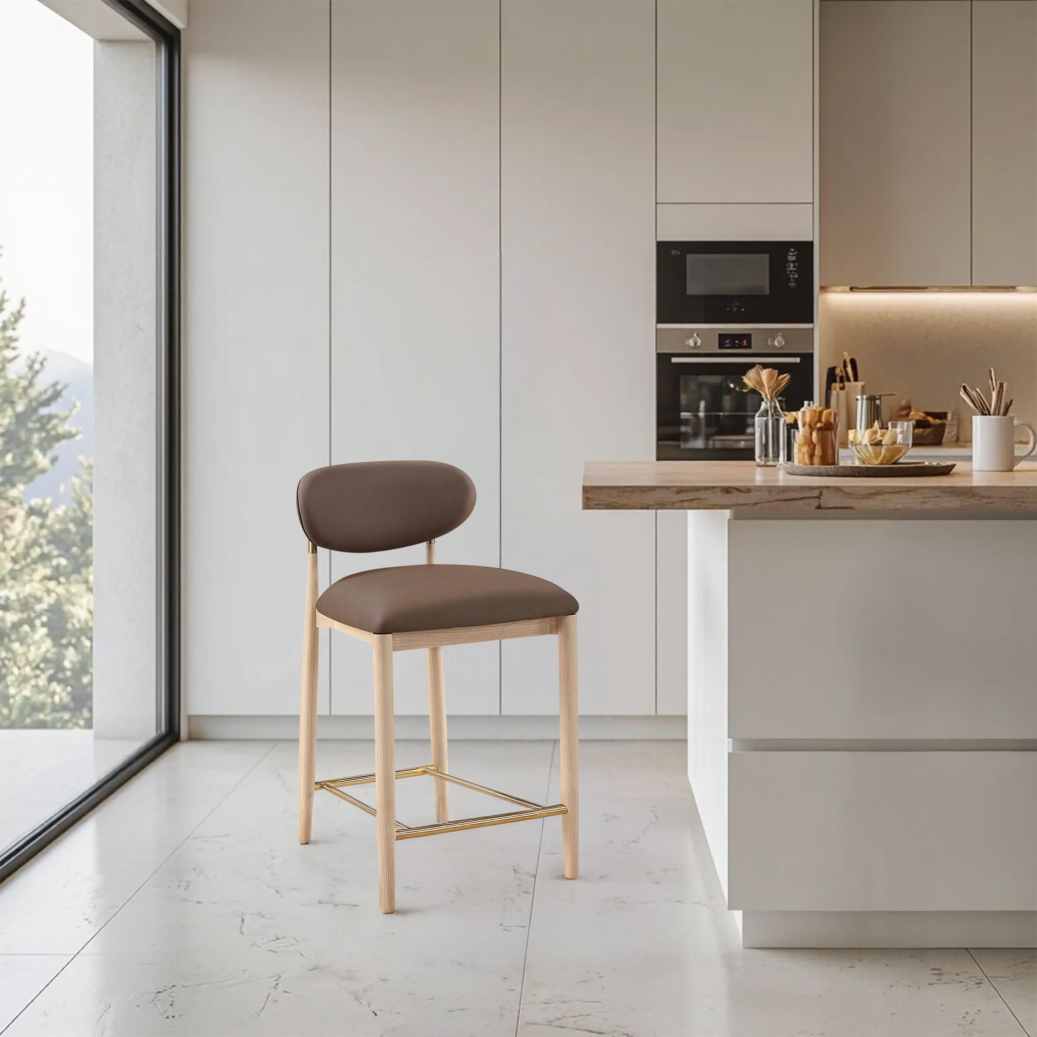 Riccio - Stool - Natural And Gold Frame - Urban Living Furniture (Los Angeles, CA)