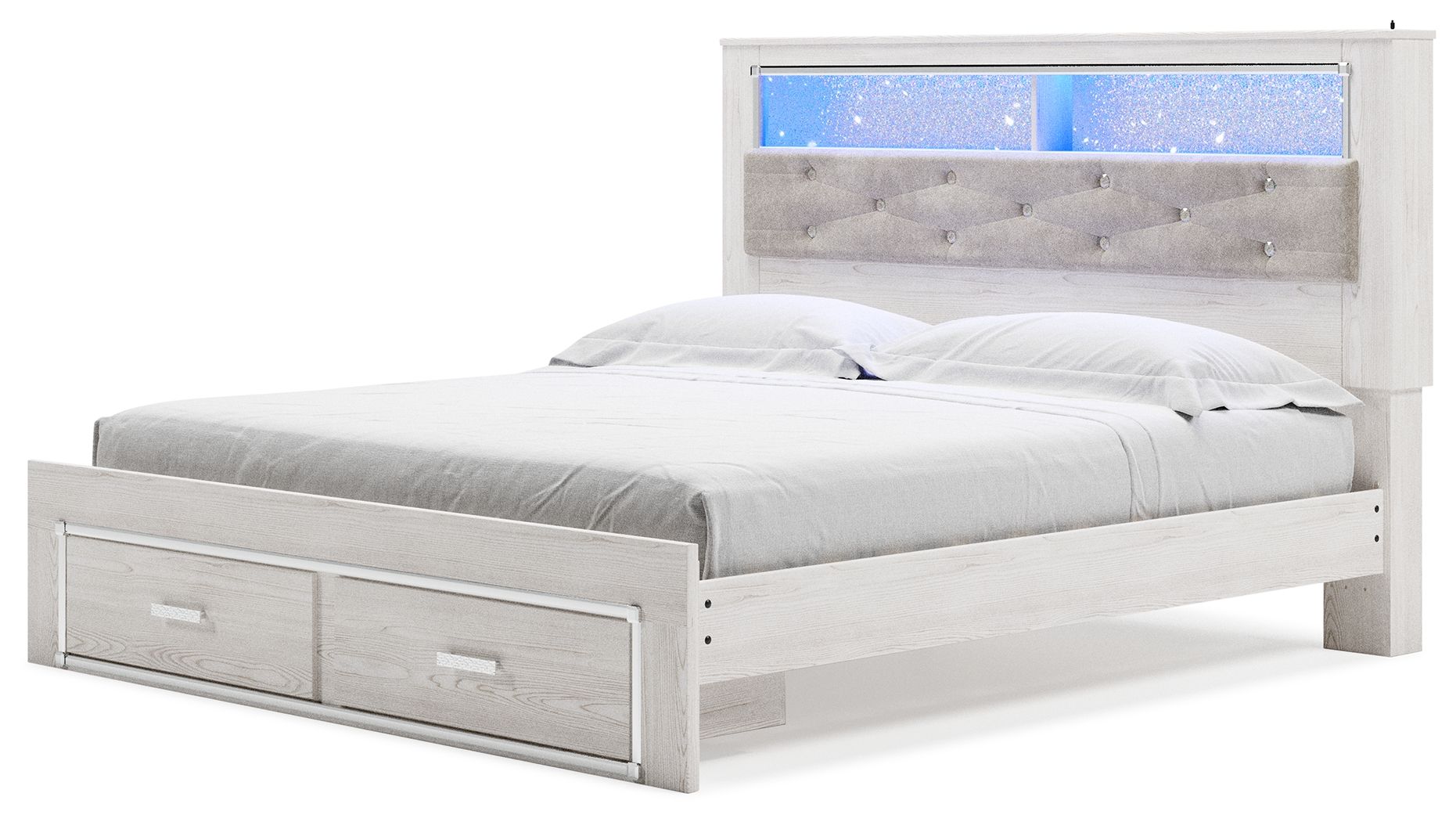 Altyra - White - King Upholstered Bookcase Bed With Storage - Urban Living Furniture (Los Angeles, CA)