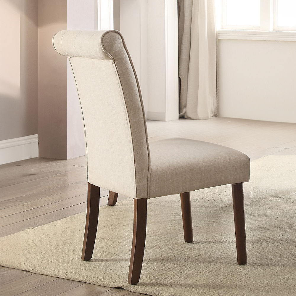 Gasha - Side Chair (Set of 2) - Beige Linen & Walnut - Urban Living Furniture (Los Angeles, CA)