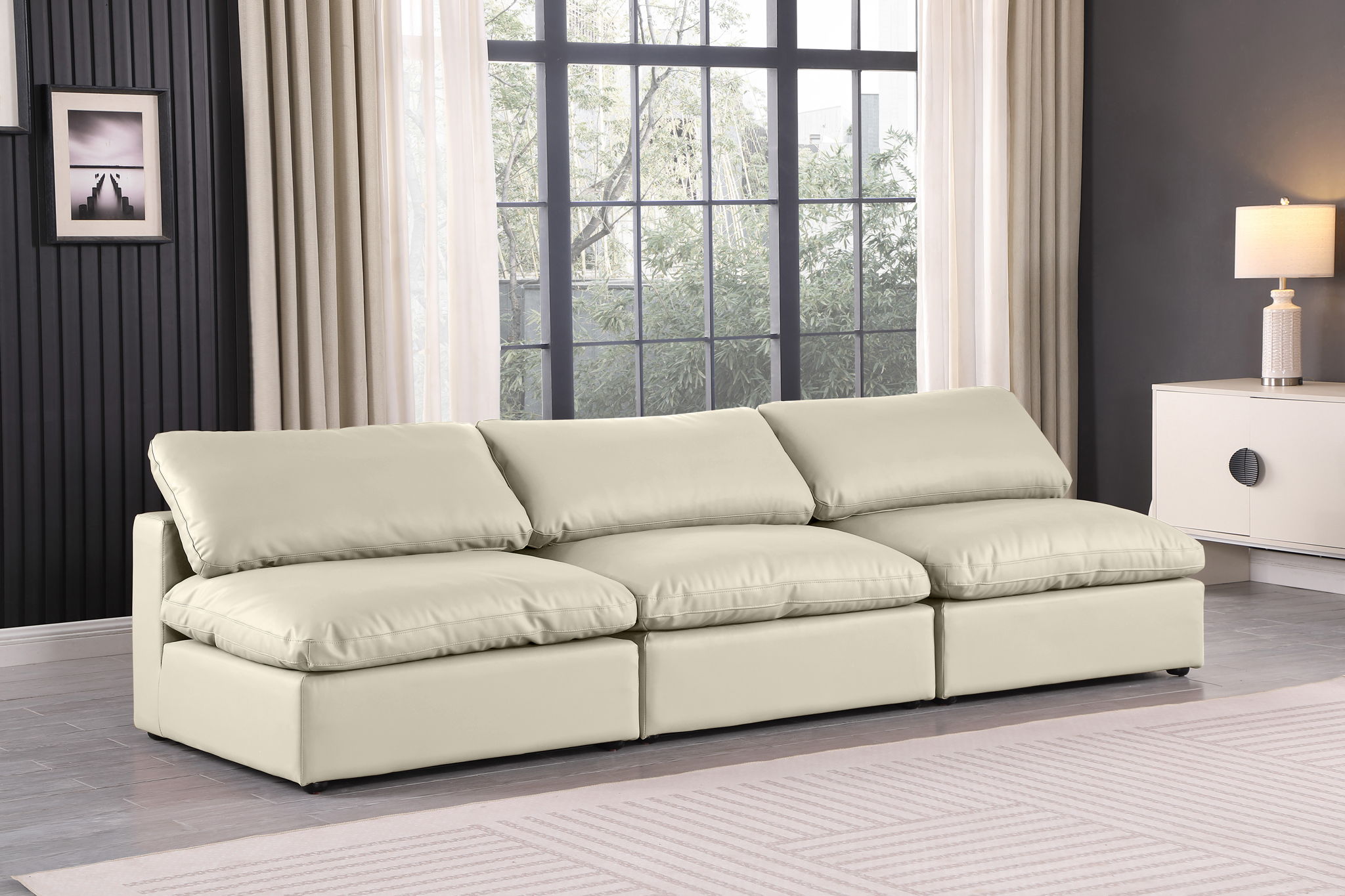 Comfy - Faux Leather Modular Armless Sofa 3 Seats - Urban Living Furniture (Los Angeles, CA)
