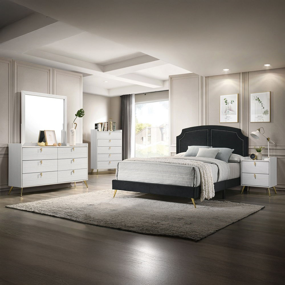 Zeena - Eastern King Bed - Black Velvet