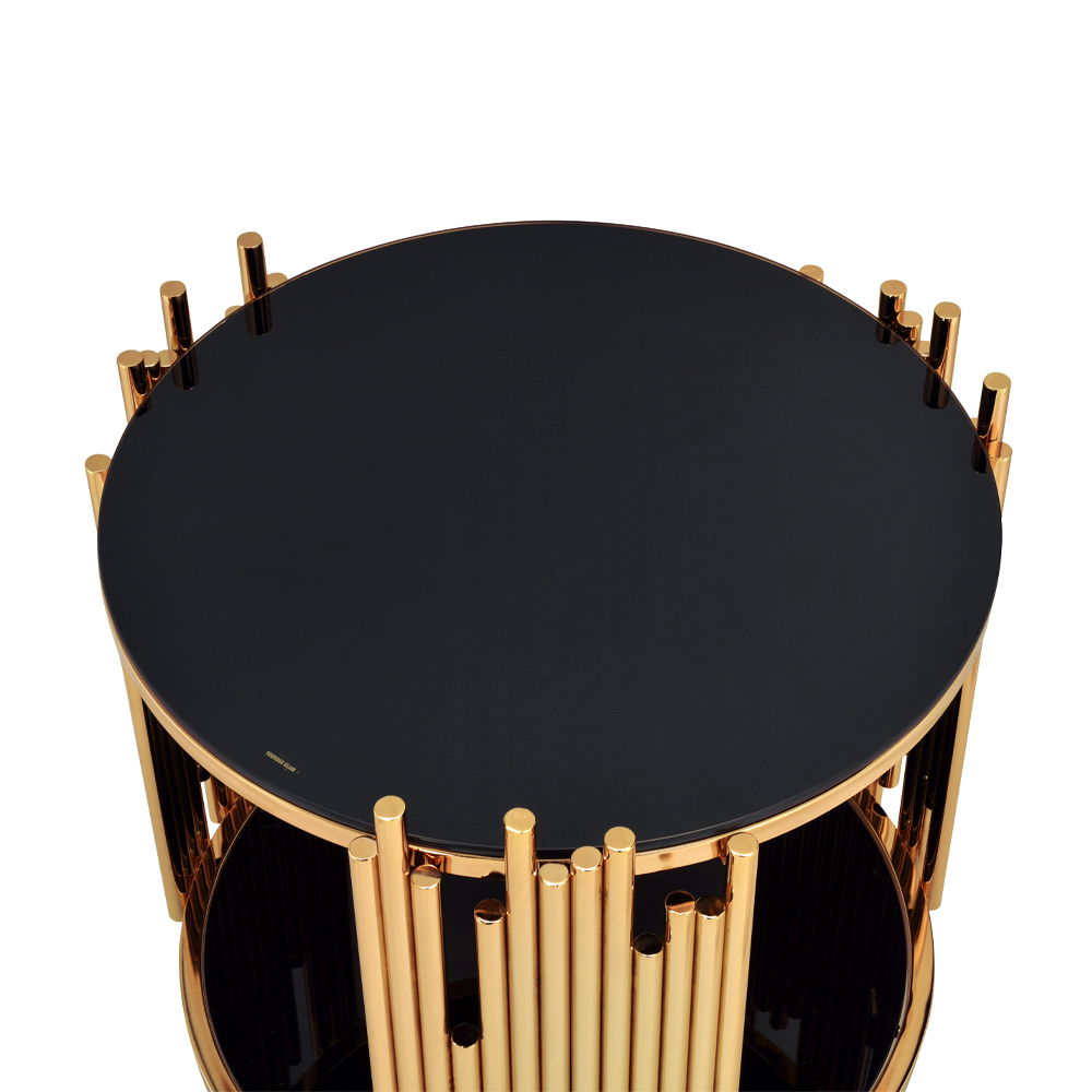 Tanquin - End Table - Black Glass & Gold - Urban Living Furniture (Los Angeles, CA)