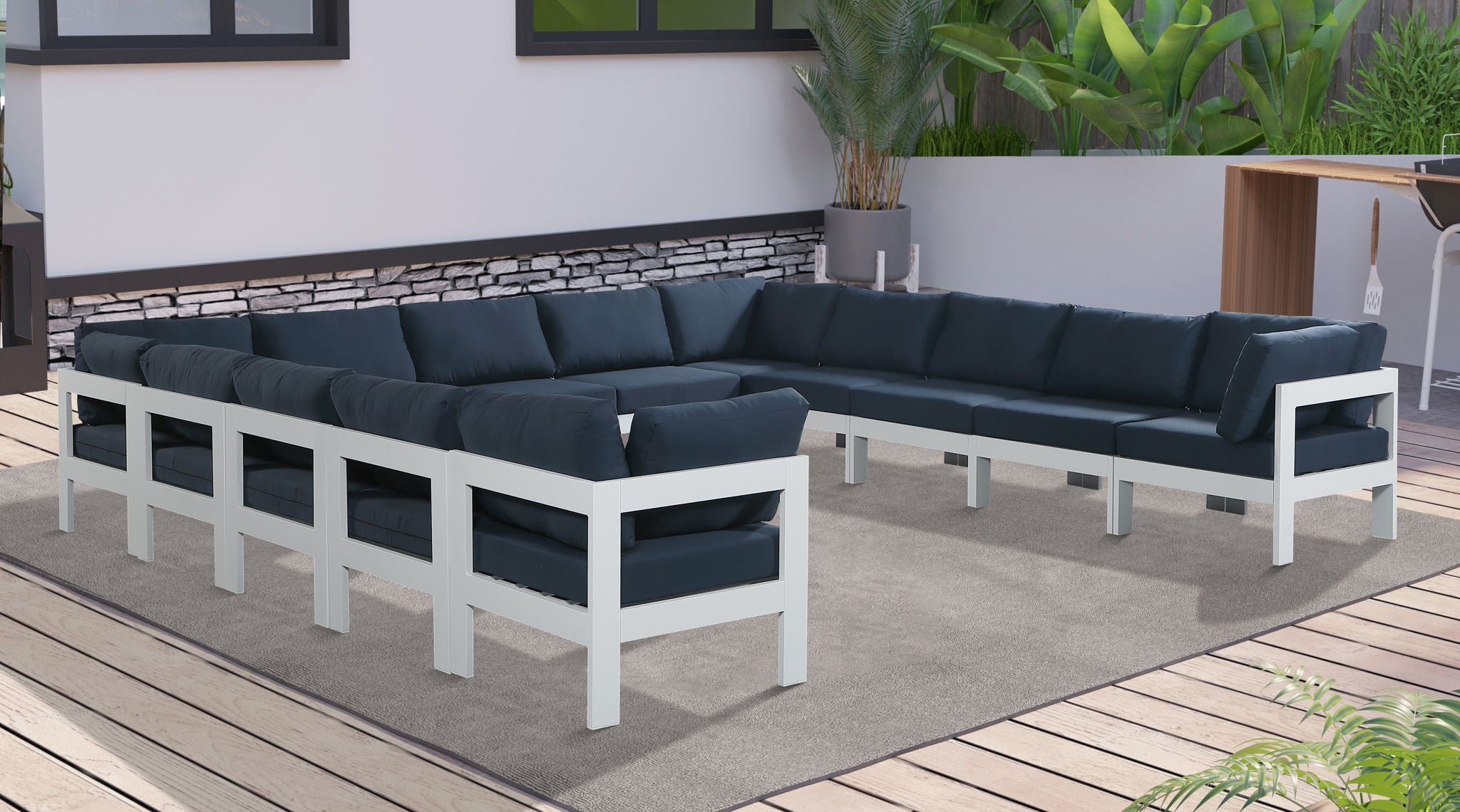 Nizuc - Outdoor Patio 13 Piece Modular Sectional With White Frame - Urban Living Furniture (Los Angeles, CA)