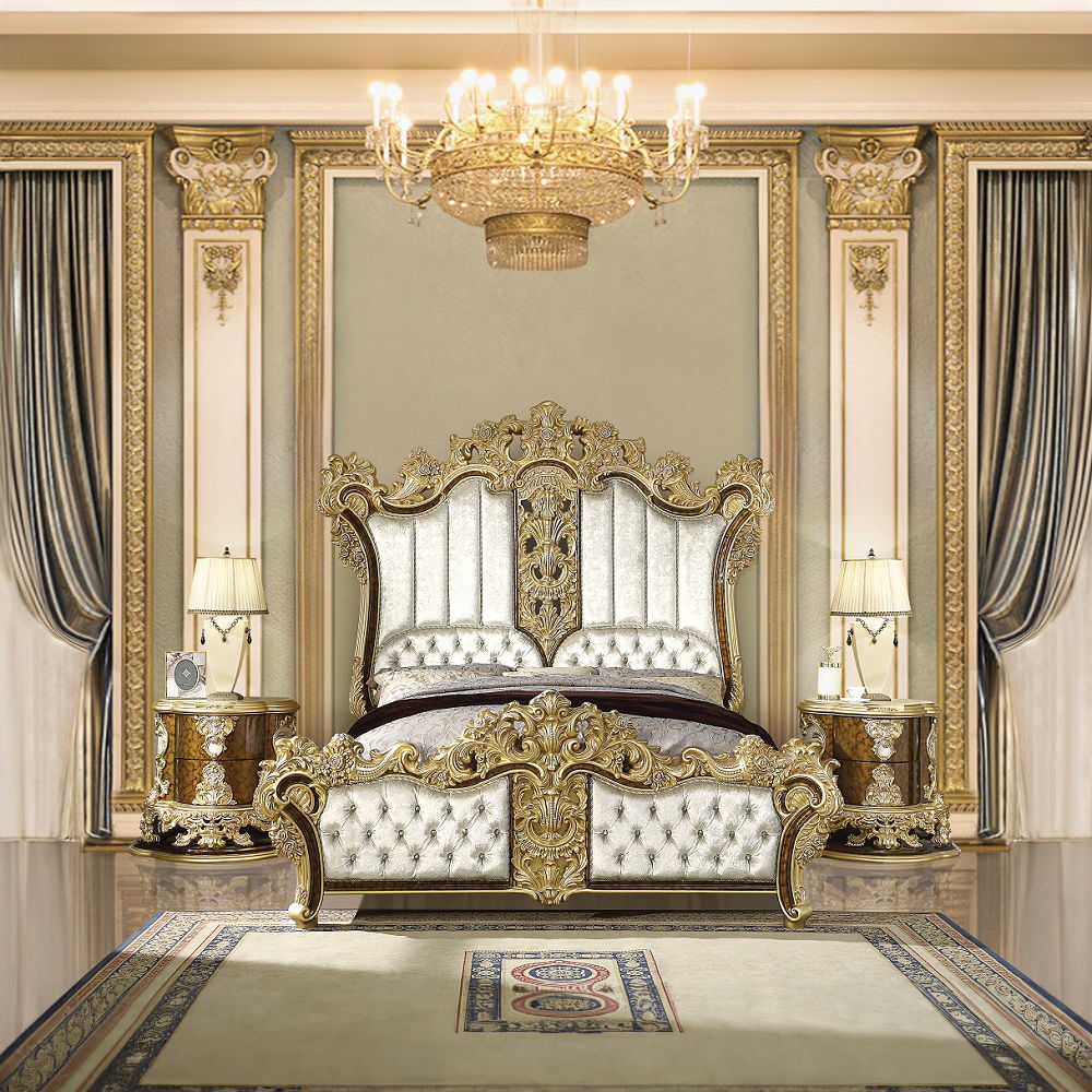 Desiderius - Eastern King Bed - Antique Gold & Hand Painted Brown - Urban Living Furniture (Los Angeles, CA)