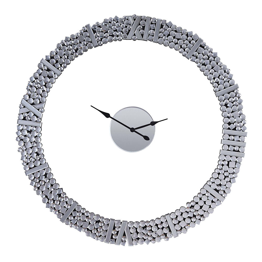Kachina - 39" Wall Clock - Mirrored & Faux Gems - Urban Living Furniture (Los Angeles, CA)
