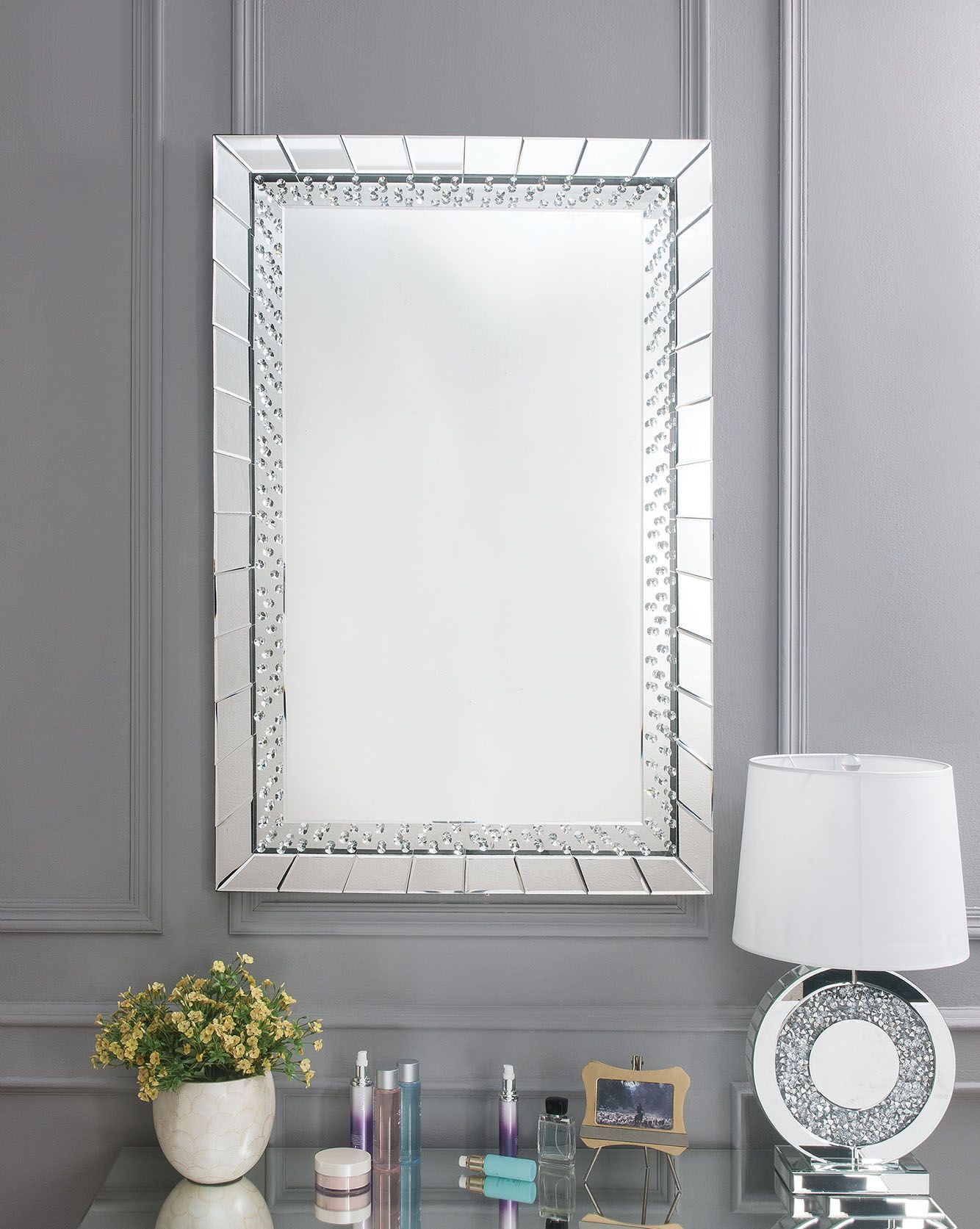Nysa - 47" Accent Mirror - Mirrored & Faux Crystals - Urban Living Furniture (Los Angeles, CA)