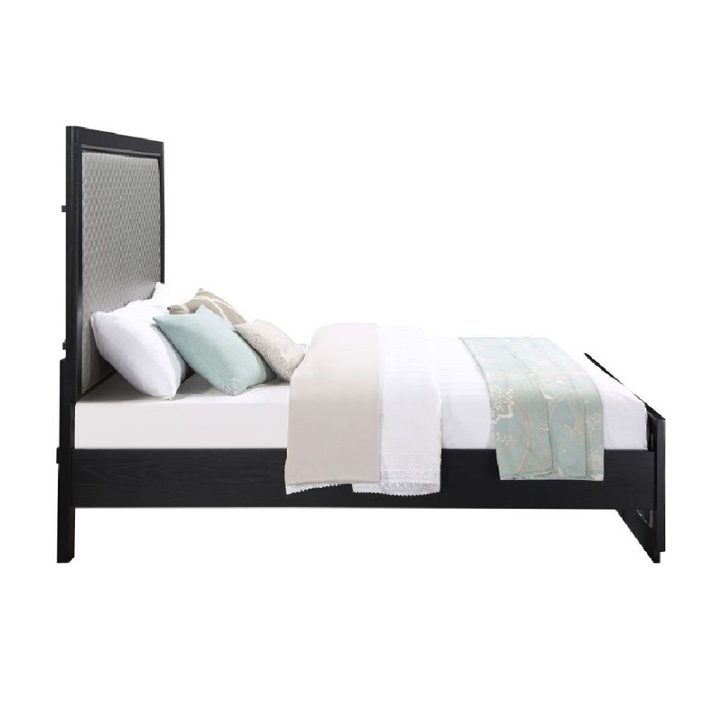 Nicola - Eastern King Bed - Silver Synthetic Leather & Black - Urban Living Furniture (Los Angeles, CA)