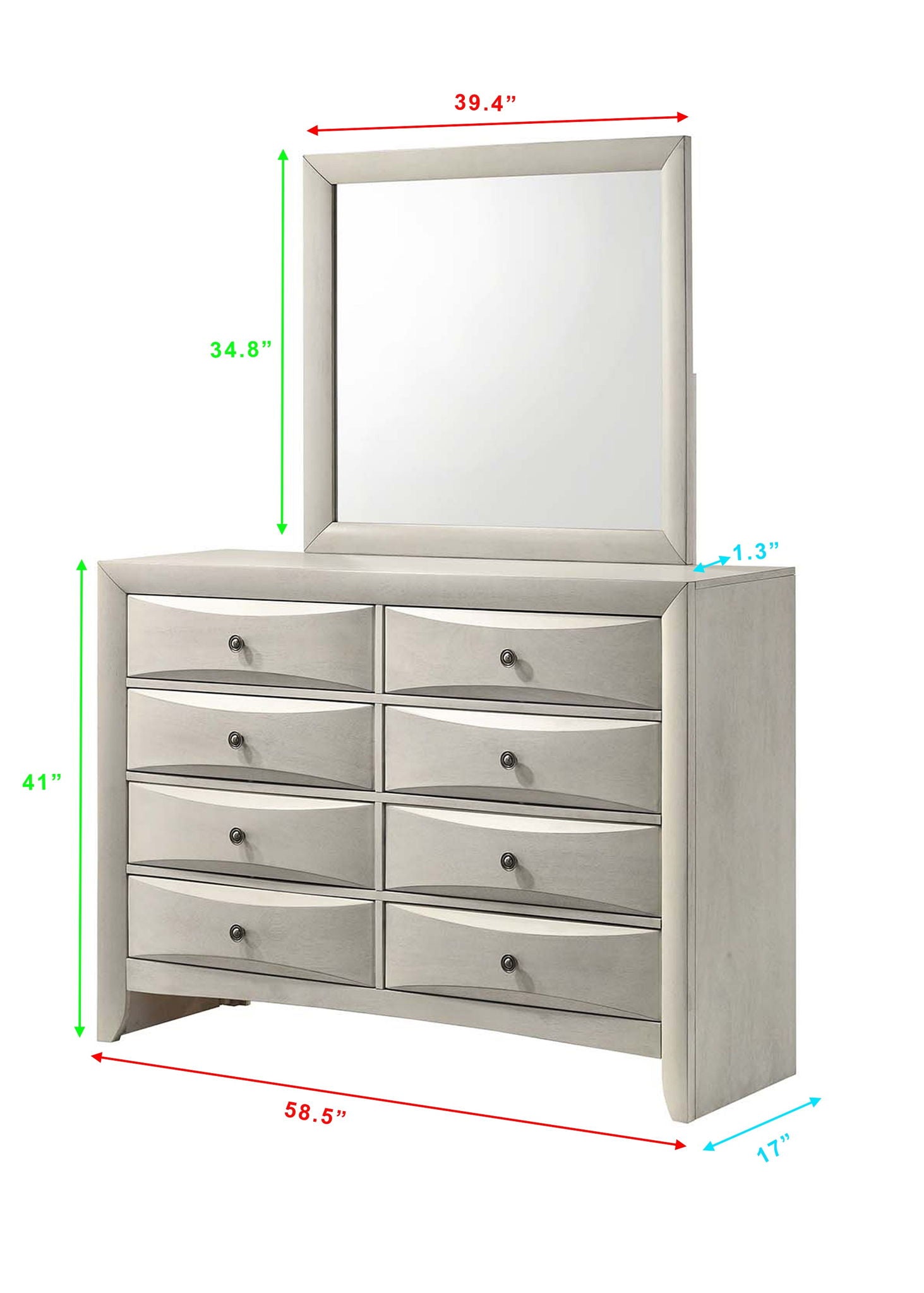 Emily - Dresser 8 Drawers - White - Urban Living Furniture (Los Angeles, CA)