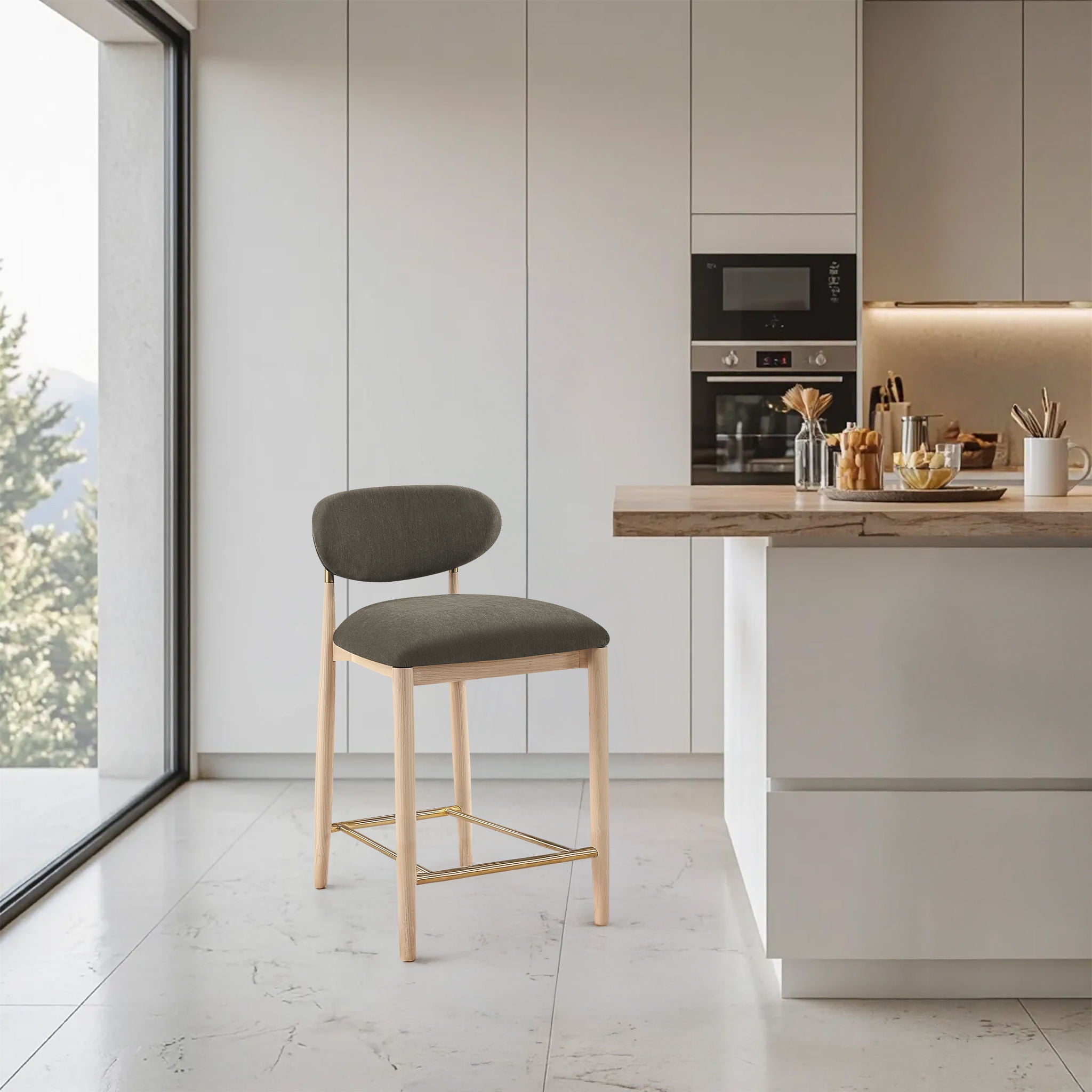Riccio - Fabric Stool - Natural Frame - Urban Living Furniture (Los Angeles, CA)