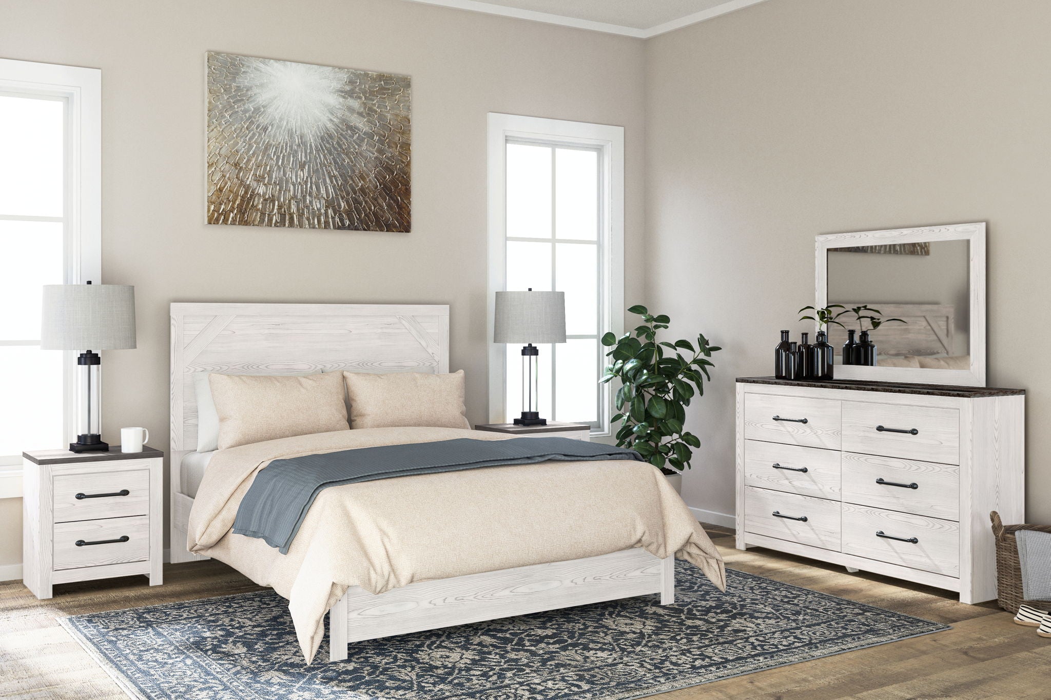 Gerridan - White / Gray - Two Drawer Night Stand - Urban Living Furniture (Los Angeles, CA)