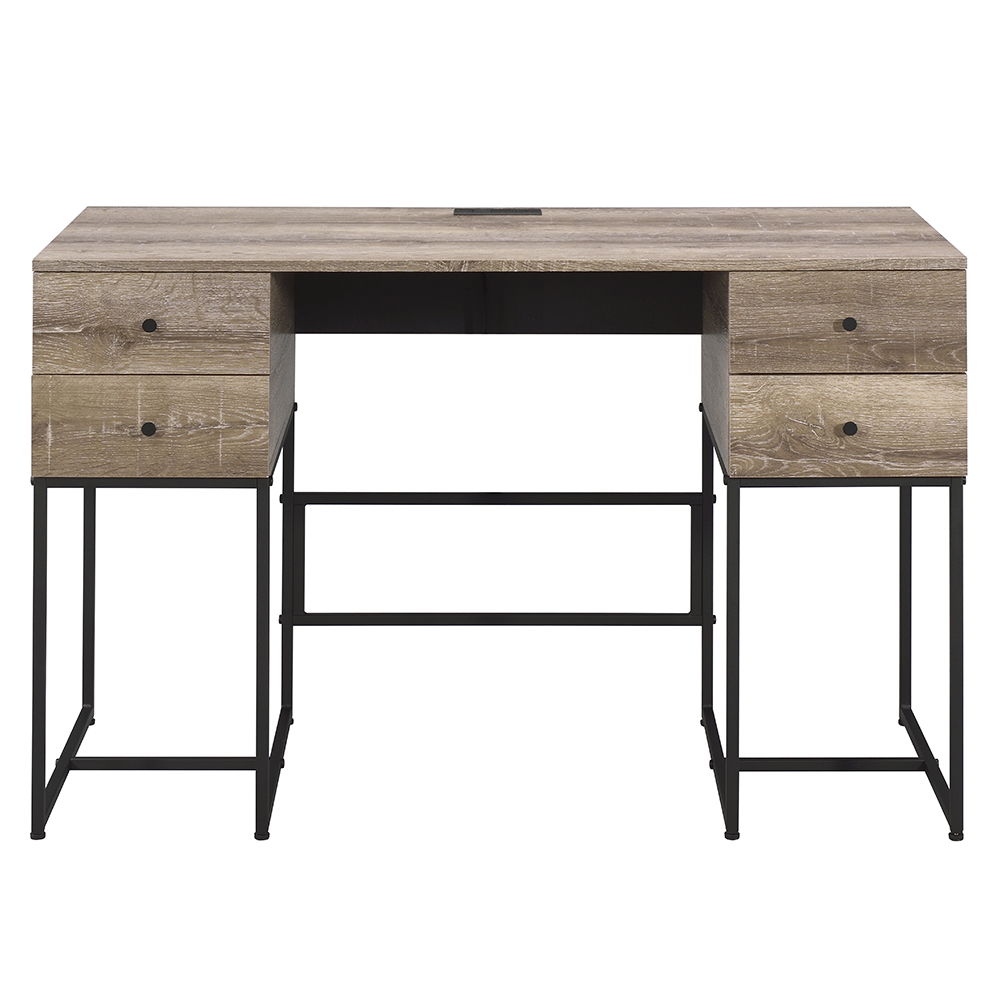Desirre - Writing Desk With USB - Rustic Oak & Black - Urban Living Furniture (Los Angeles, CA)
