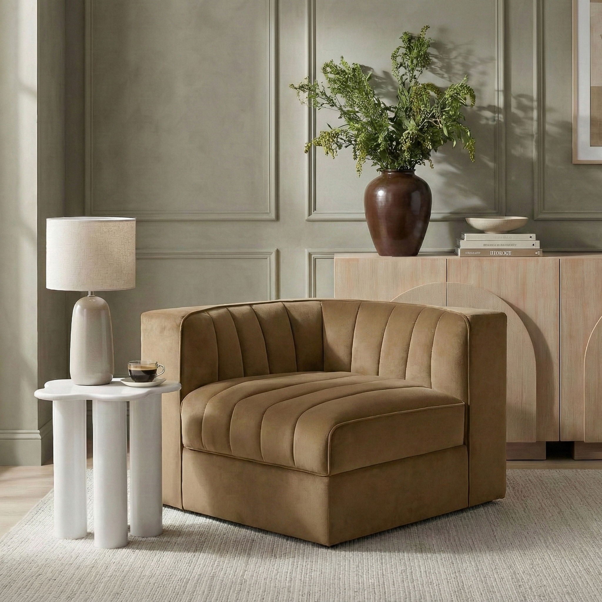 Rummi - Velvet Performance Fabric Upholstered Modular Corner Chair - Urban Living Furniture (Los Angeles, CA)