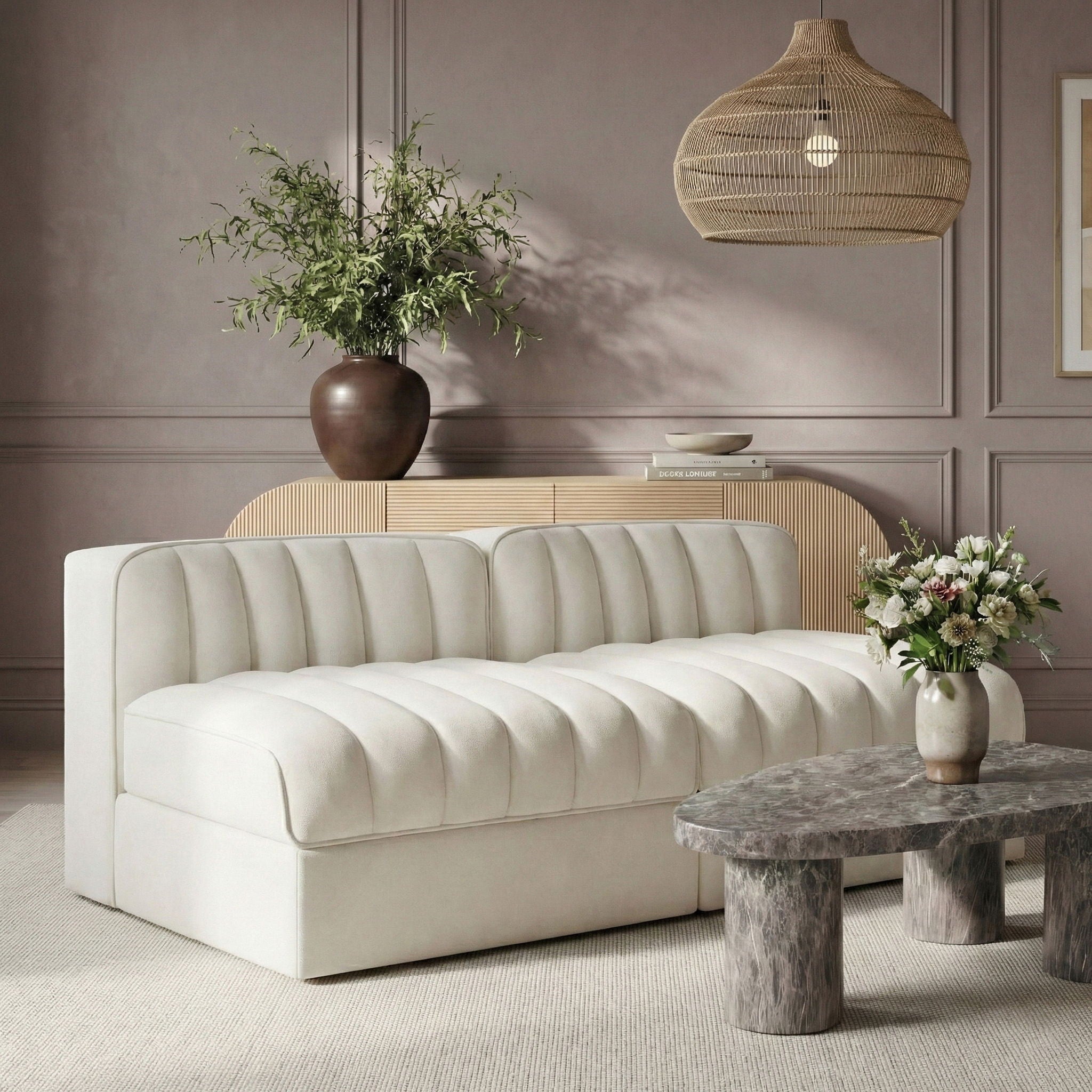 Rummi - Velvet Performance Fabric Upholstered 2 Piece Modular Armless Loveseat - Urban Living Furniture (Los Angeles, CA)