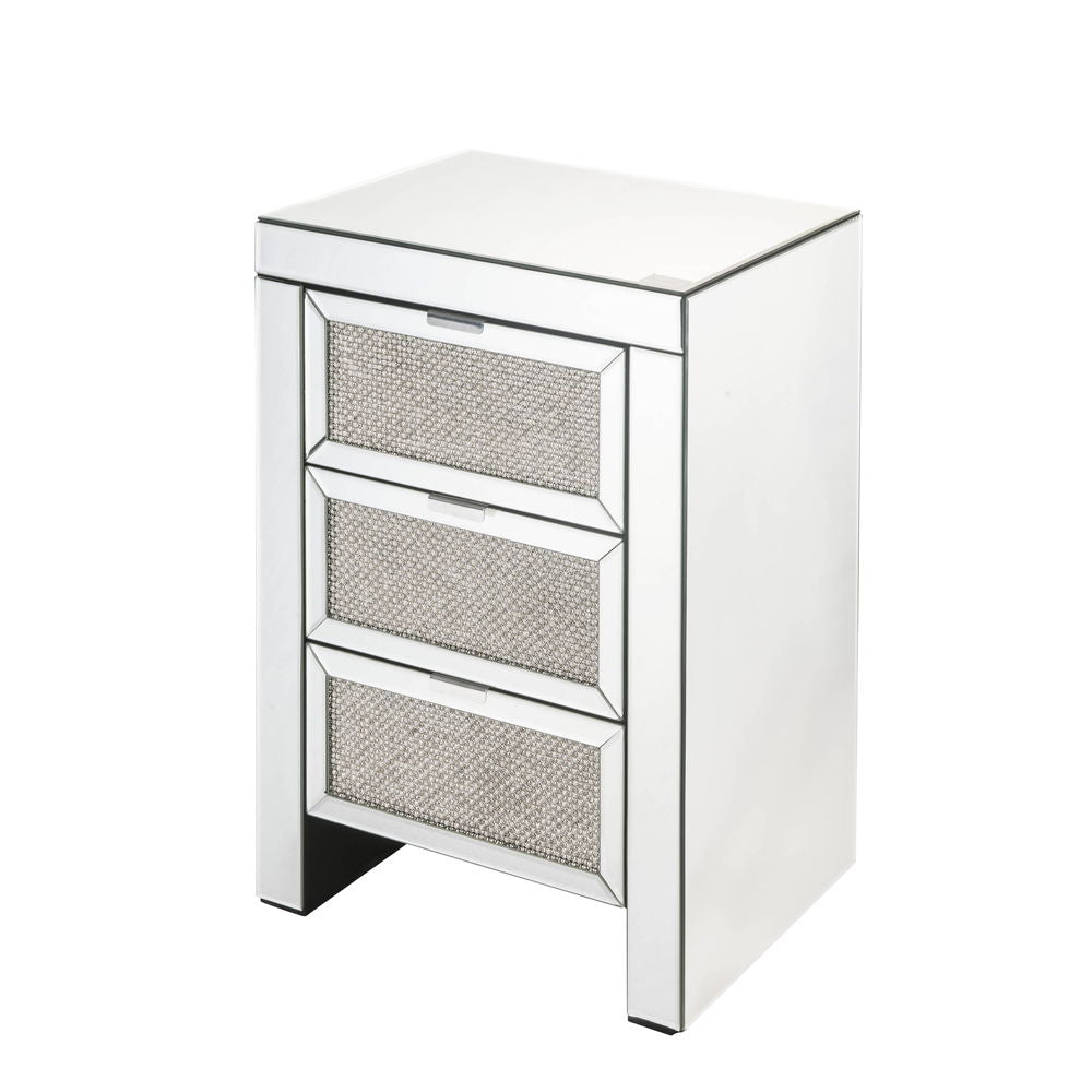 Noralie - Accent Table, 3 Storage Drawers - Mirrored & Faux Diamonds - Urban Living Furniture (Los Angeles, CA)