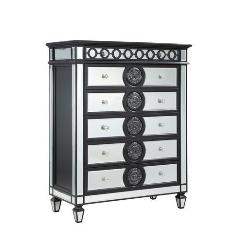 Varian II - Chest - Black Velvet & Black & Sliver Finish - Urban Living Furniture (Los Angeles, CA)