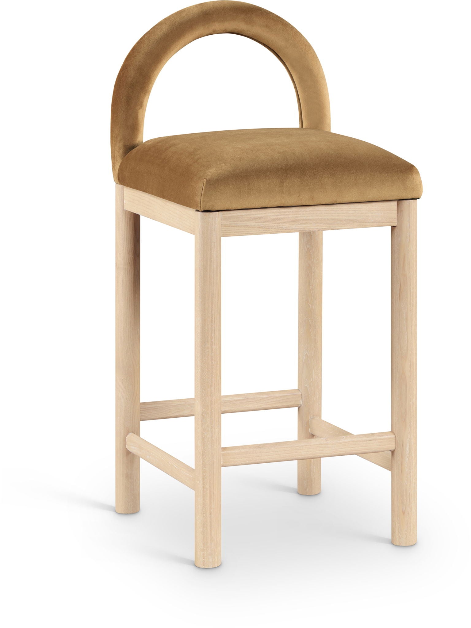 Conrad - Velvet Counter Stool With Natural Legs - Saddle - Urban Living Furniture (Los Angeles, CA)