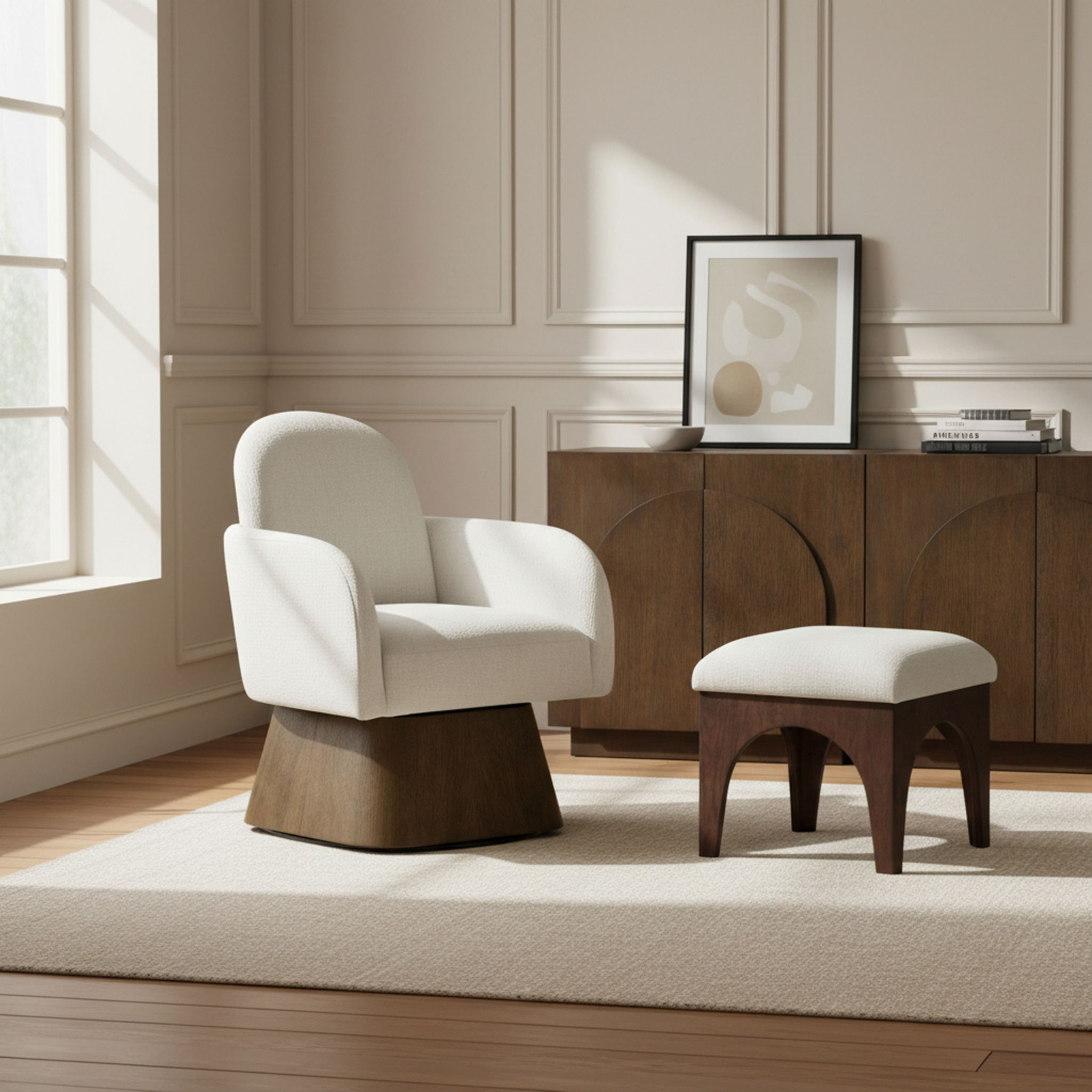 Marlowe - Linen Textured Fabric Upholstered Swivel Accent Chair - Stained Brown - Urban Living Furniture (Los Angeles, CA)