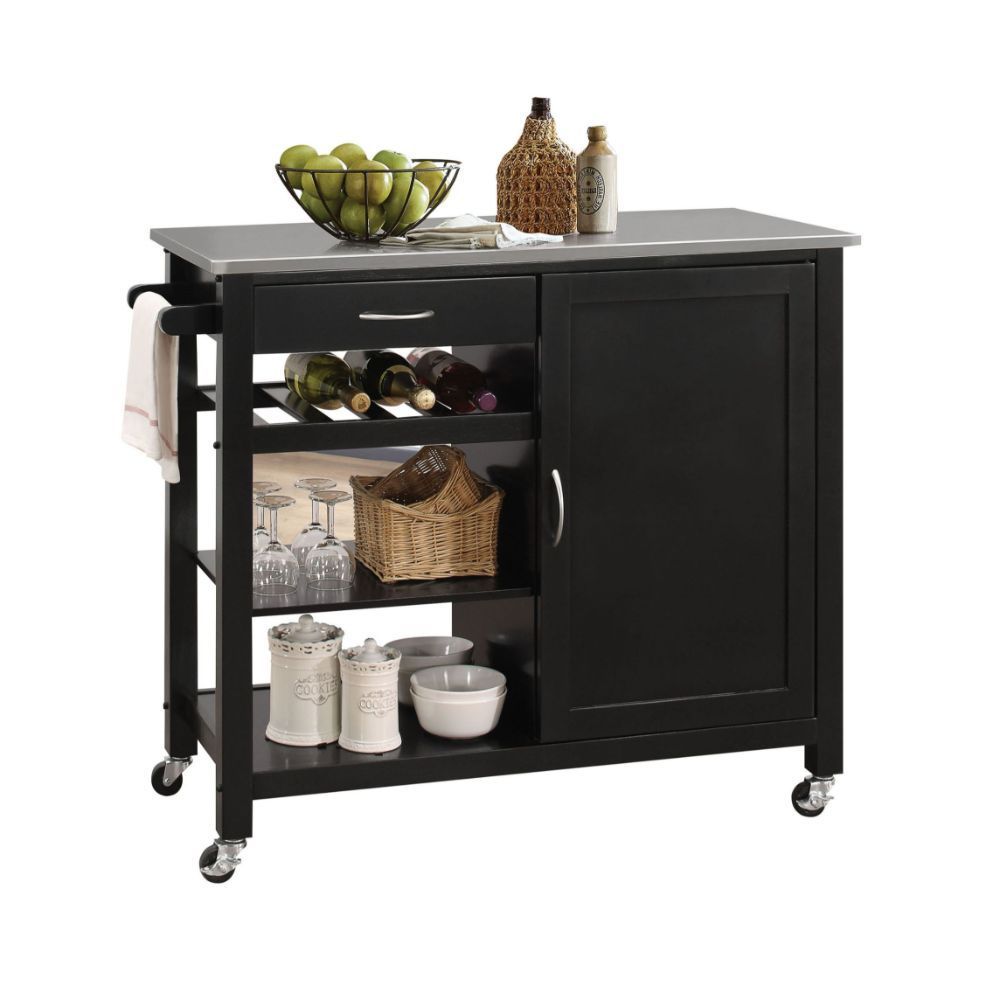 Ottawa - Kitchen Cart - Stainless Steel Top & Black