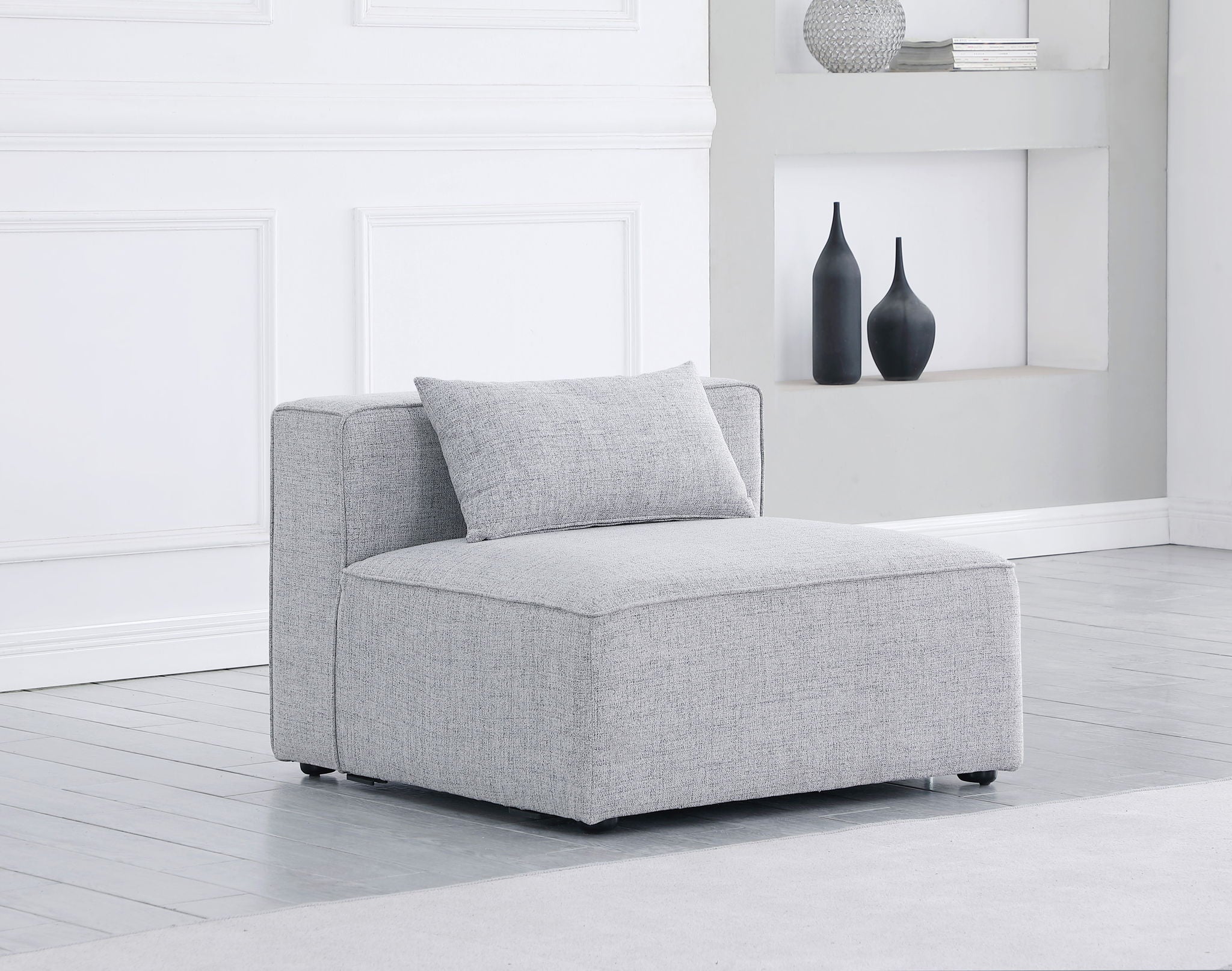Cube - Linen Armless Chair - Urban Living Furniture (Los Angeles, CA)