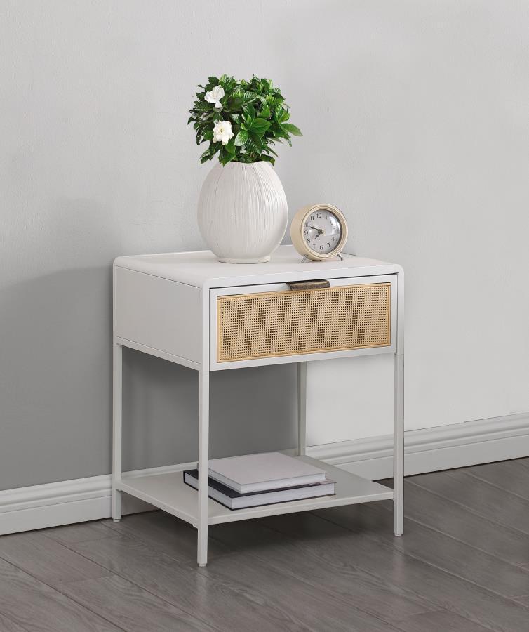 Amherst - 1-Drawer Radio Weave Rattan Metal Side Table - Urban Living Furniture (Los Angeles, CA)