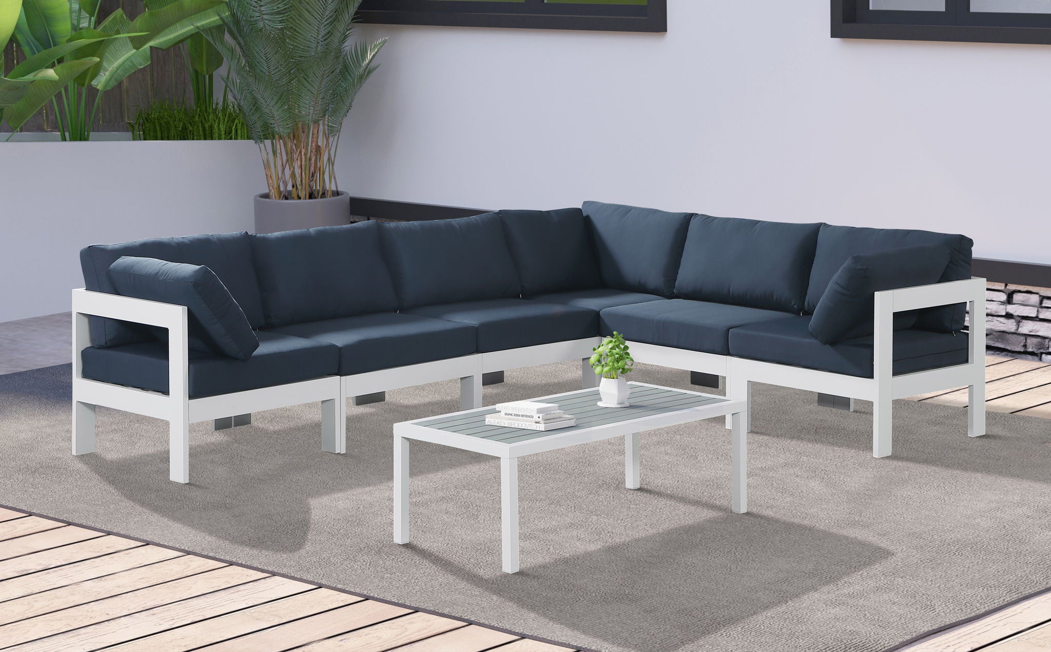 Nizuc - Outdoor Patio 6 Piece Modular Sectional With White Frame - Urban Living Furniture (Los Angeles, CA)