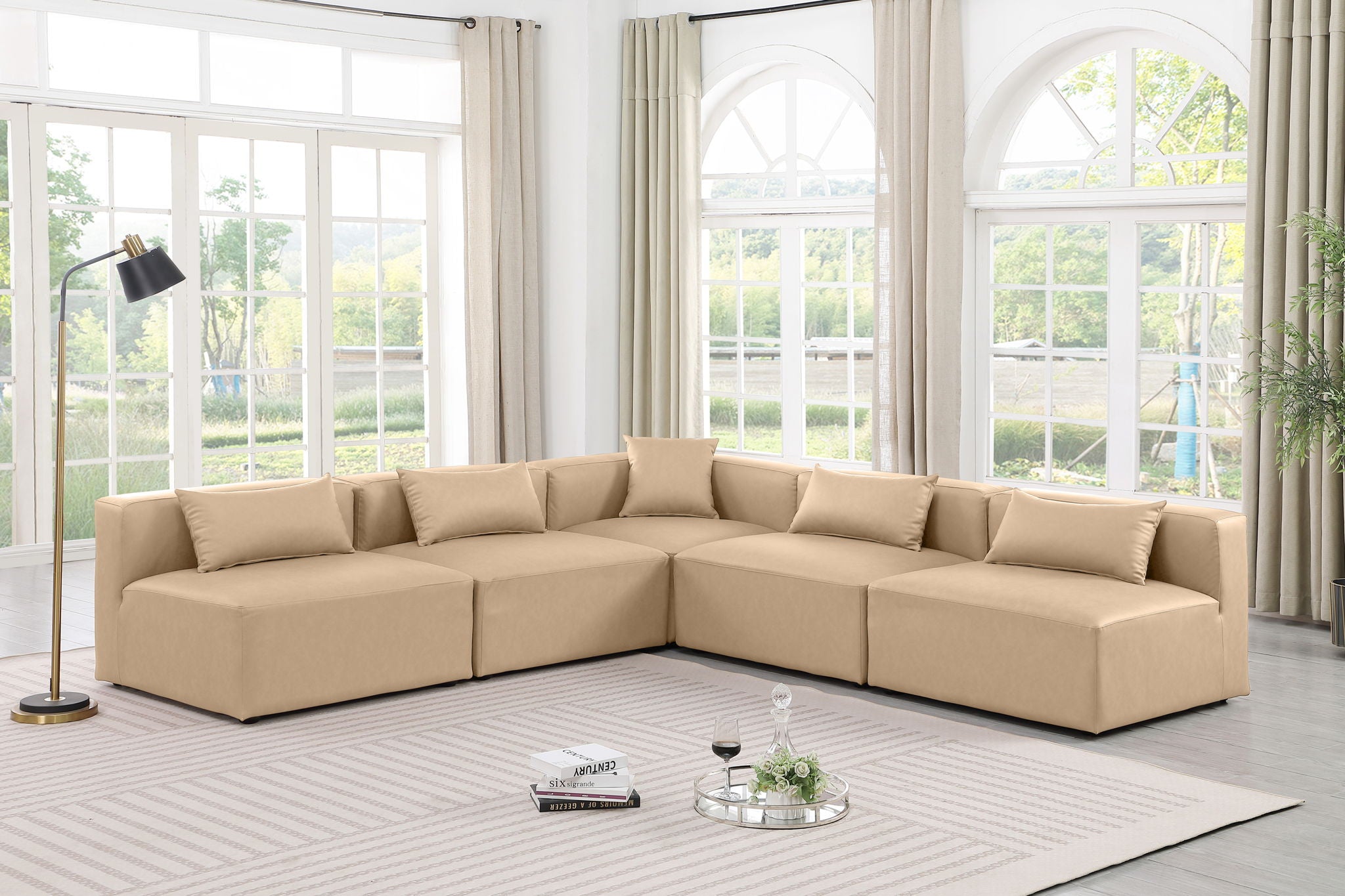 Cube - 5 Piece Modular Corner Armless Sectional - Tan - Urban Living Furniture (Los Angeles, CA)