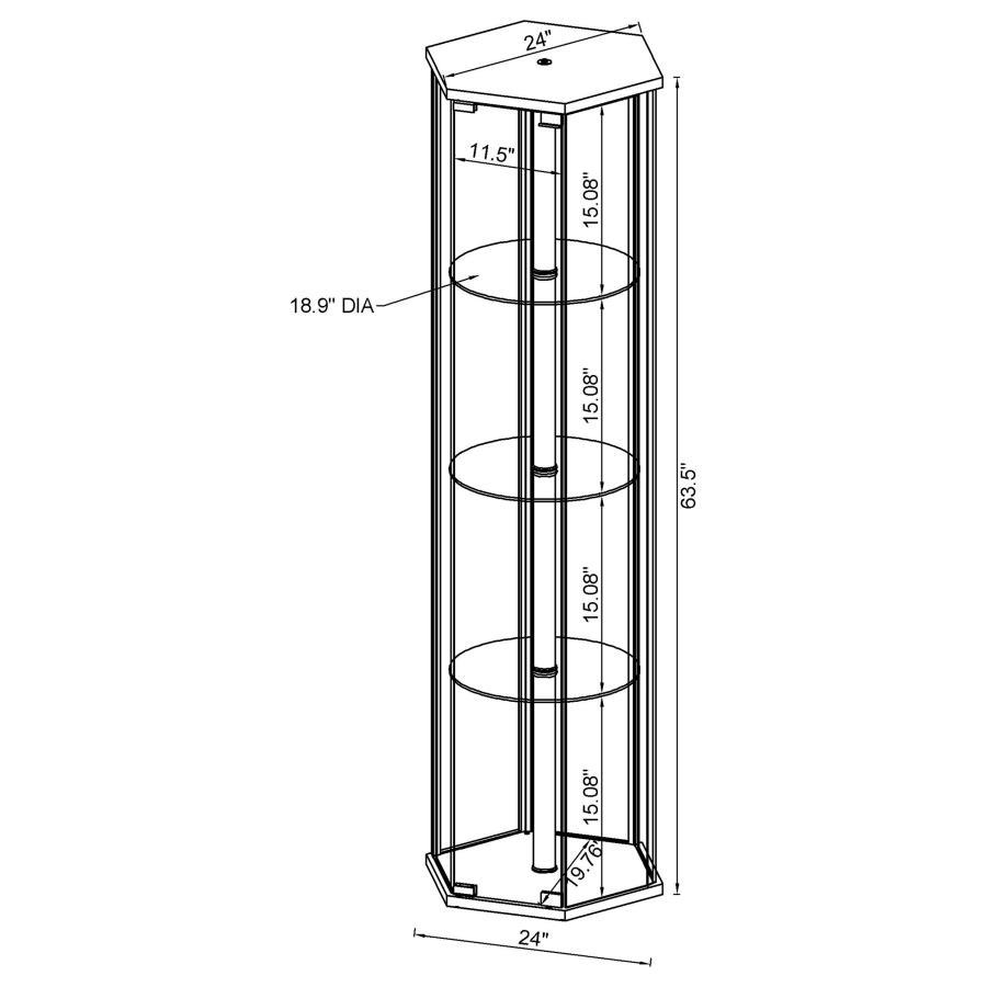 Zahavah - 4-Shelf Hexagonal Clear Glass Curio Cabinet - Urban Living Furniture (Los Angeles, CA)