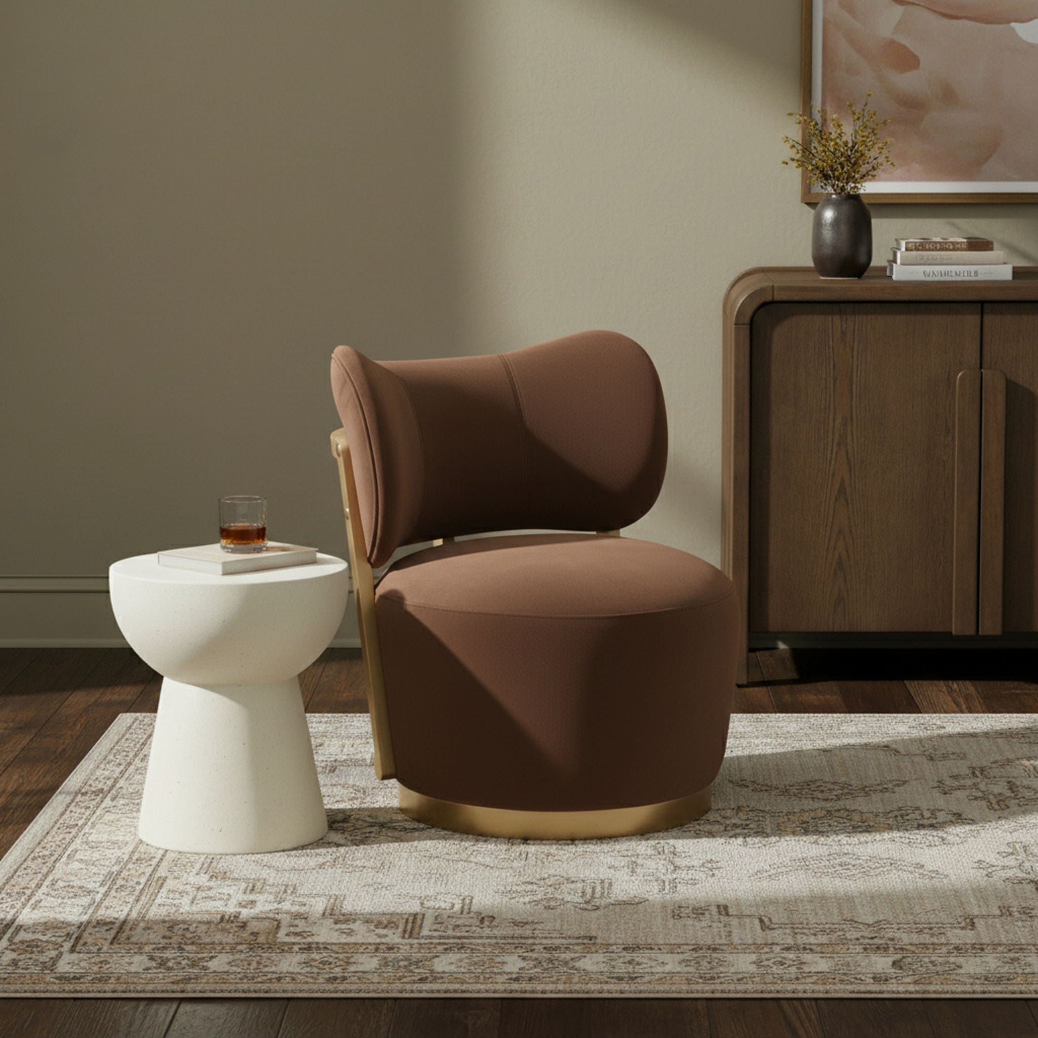 Elara - Velvet Upholstered Swivel Accent Chair - Stained Natural - Urban Living Furniture (Los Angeles, CA)