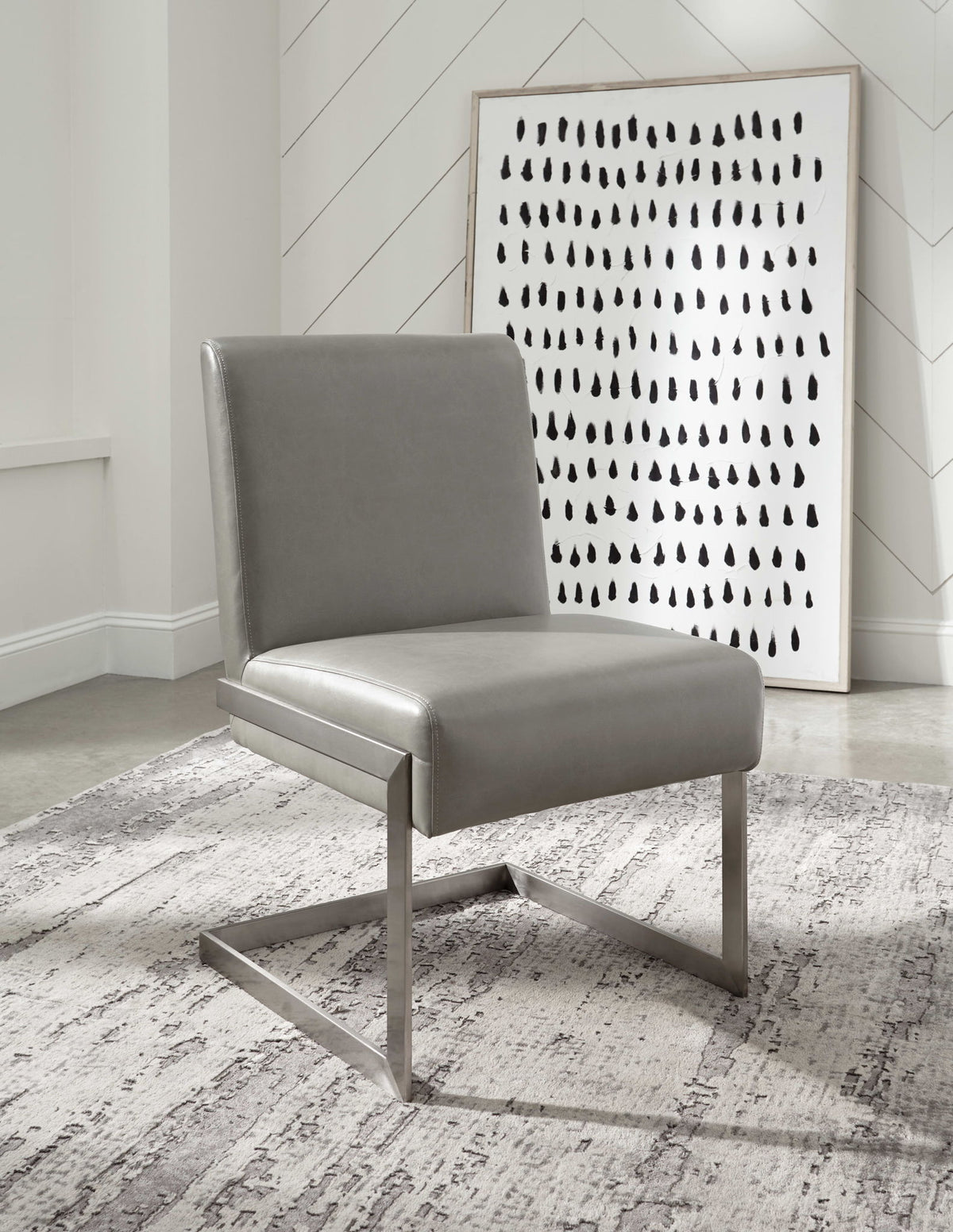 Coral - Synthetic Leather Upholstered Dining Chair (Set of 2) - Carrara / Stainless Steel