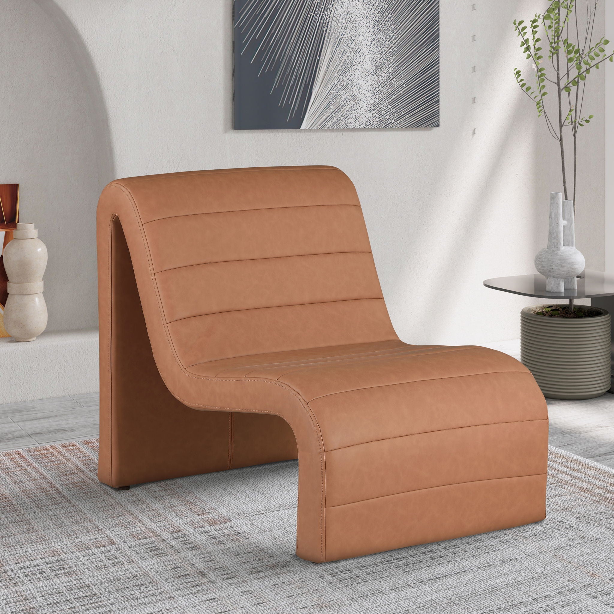 Ivy - Faux Leather Accent Chair - Cognac - Urban Living Furniture (Los Angeles, CA)