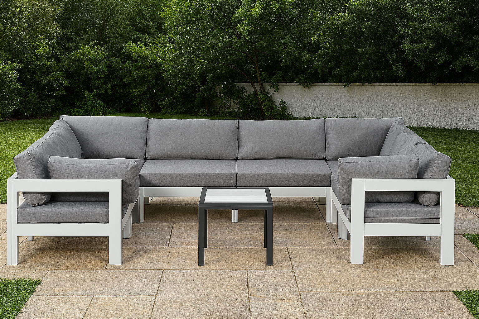 Nizuc - Outdoor Patio 8 Piece Modular Sectional With White Frame - Urban Living Furniture (Los Angeles, CA)
