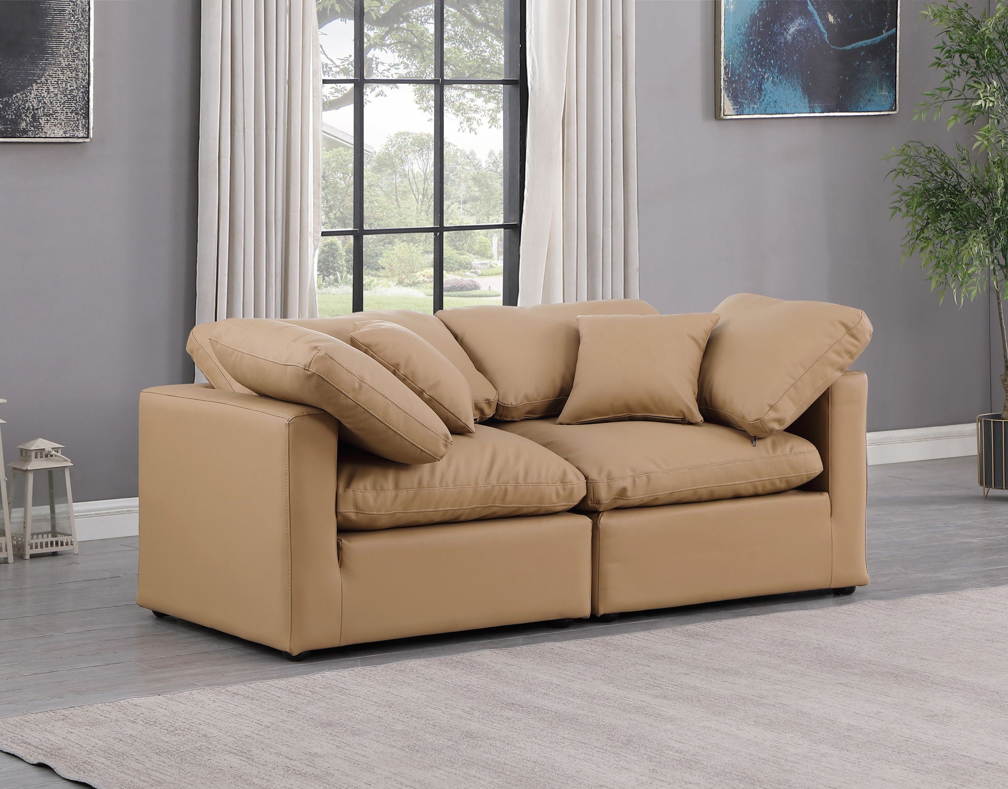 Indulge - Faux Leather 2 Piece Modular Sofa - Tan - Urban Living Furniture (Los Angeles, CA)